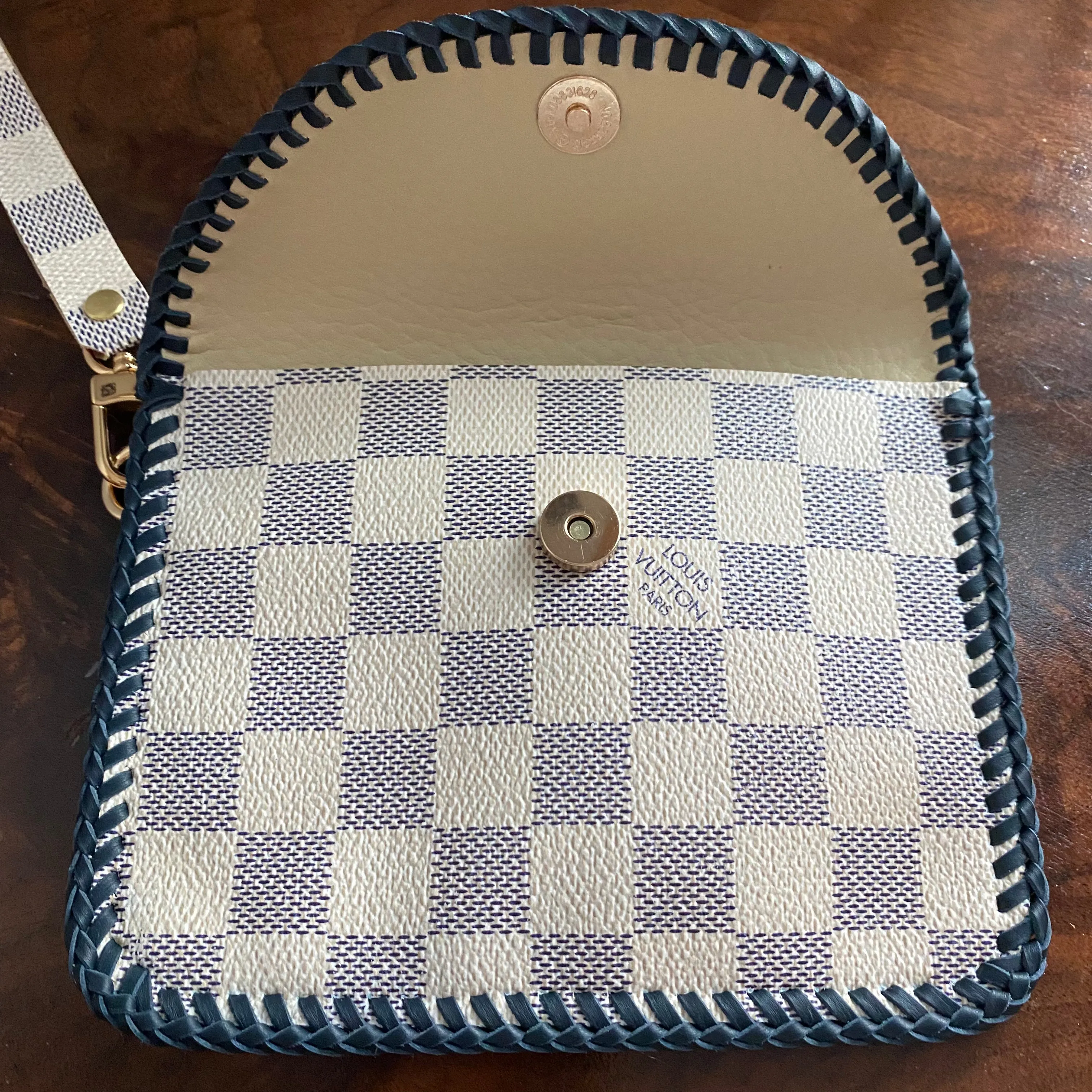 The Baby Falcon - Damier Azur Card Holder/Wristlet with Navy