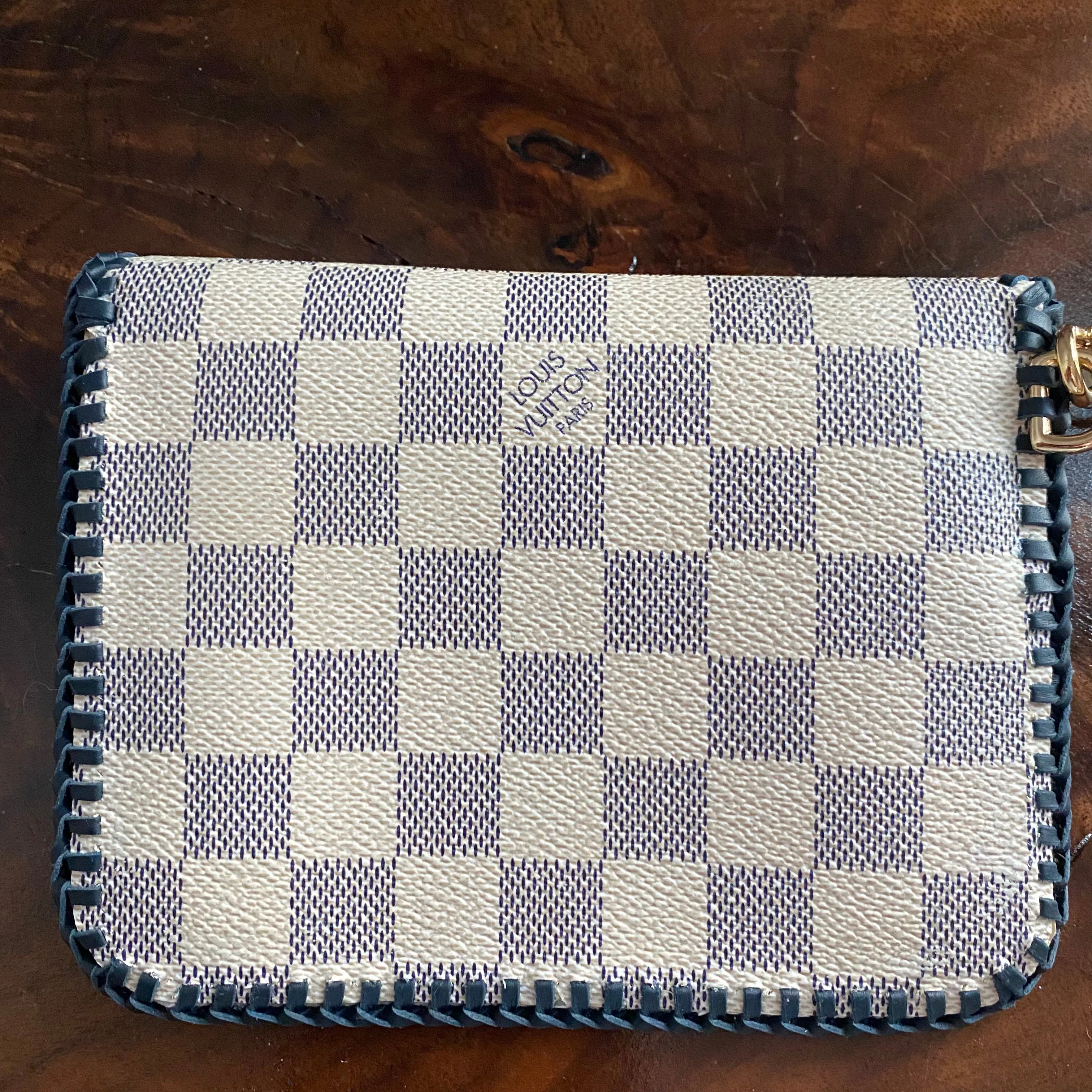 The Baby Falcon - Damier Azur Card Holder/Wristlet with Navy