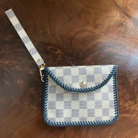 The Baby Falcon - Damier Azur Card Holder/Wristlet with Navy