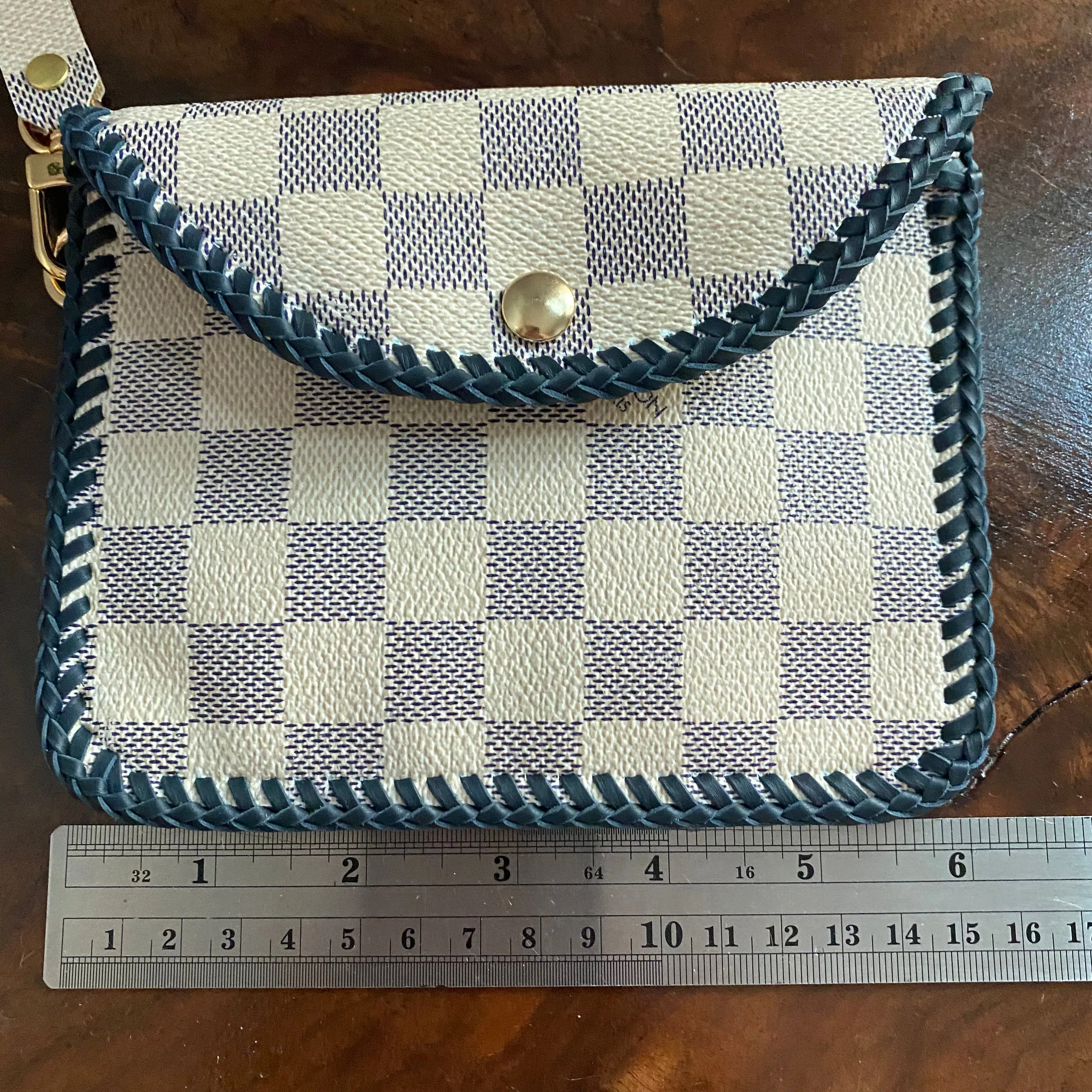 The Baby Falcon - Damier Azur Card Holder/Wristlet with Navy