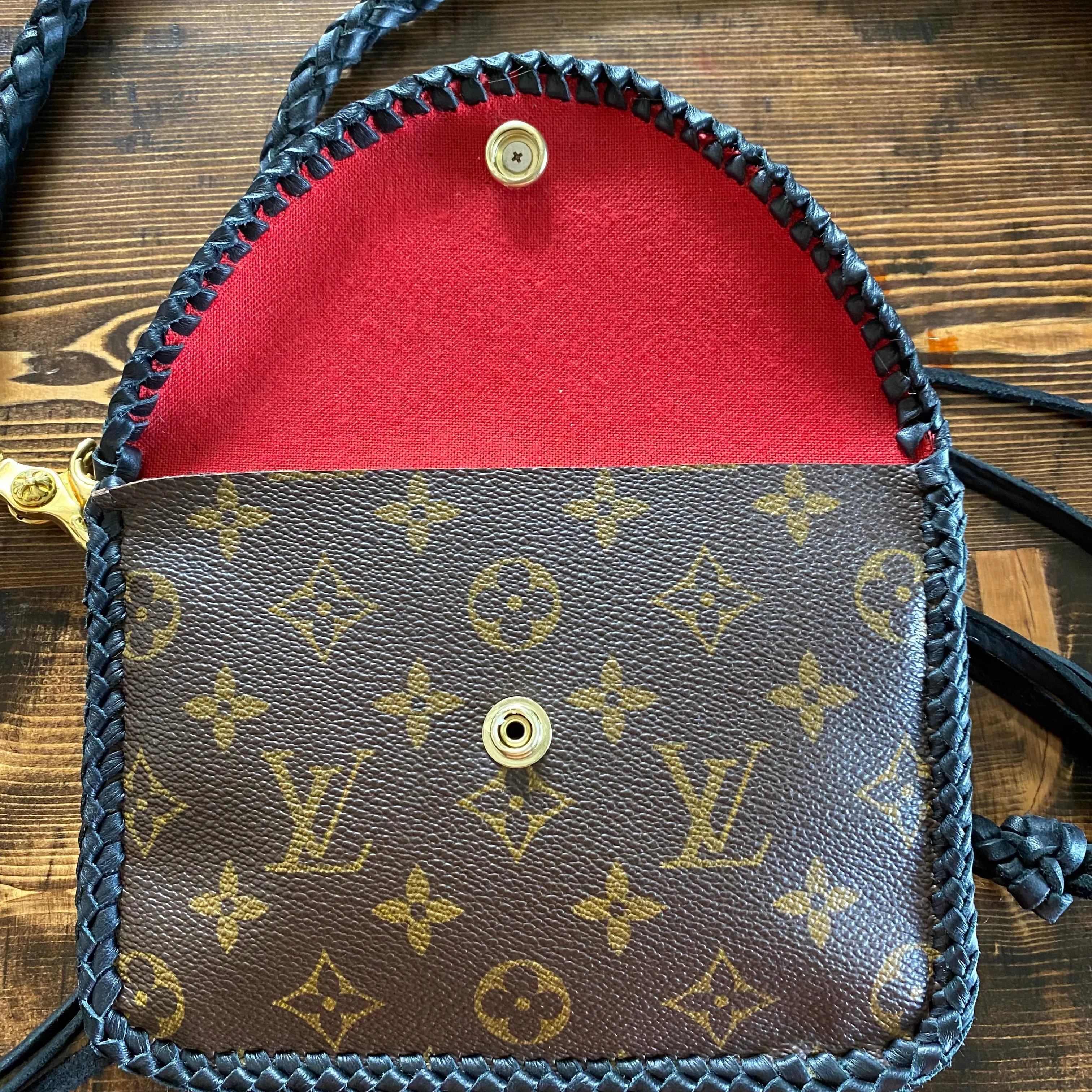 The Falcon with back pocket - Black Damier/Monogram Mix Wristlet/Crossbody/Clutch