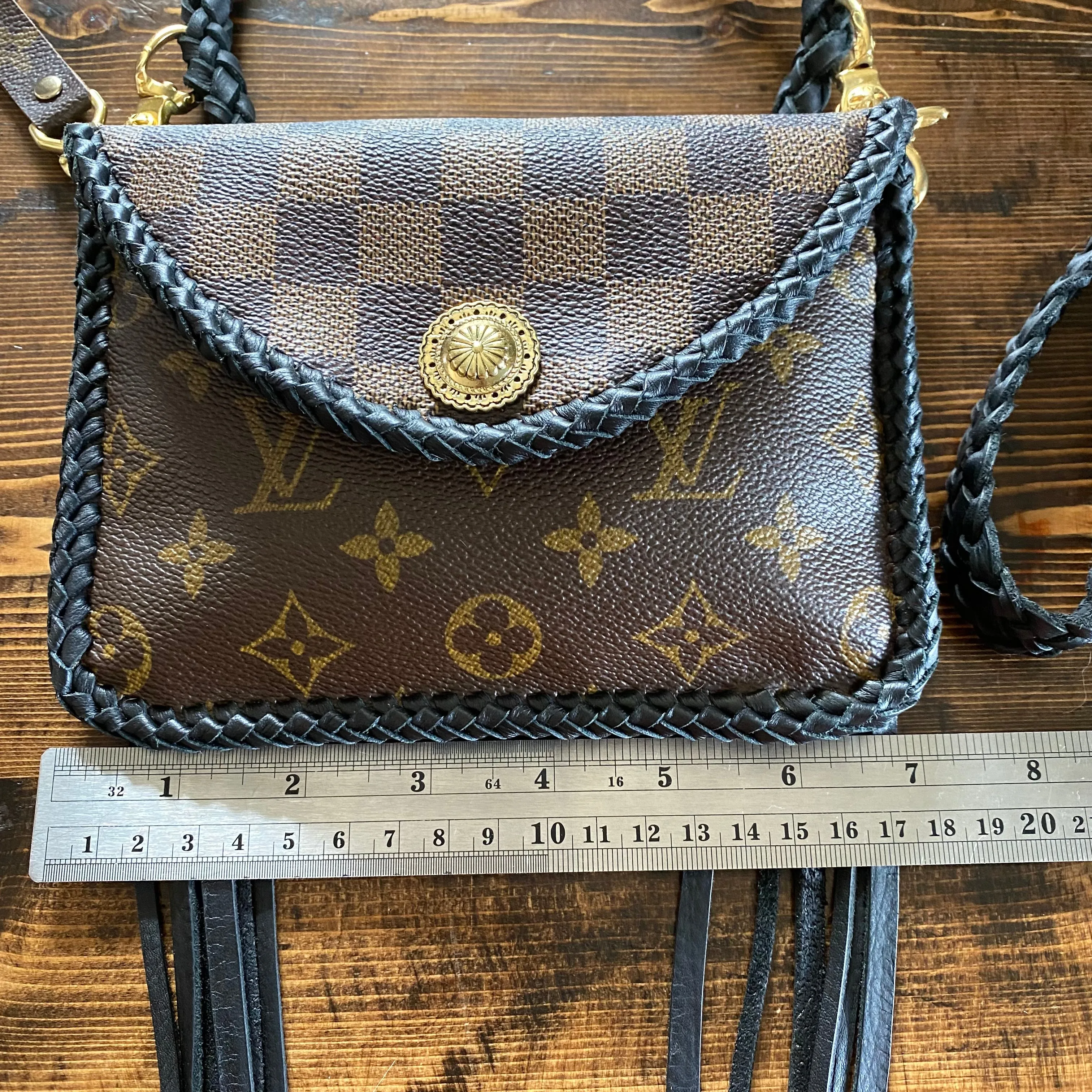 The Falcon with back pocket - Black Damier/Monogram Mix Wristlet/Crossbody/Clutch