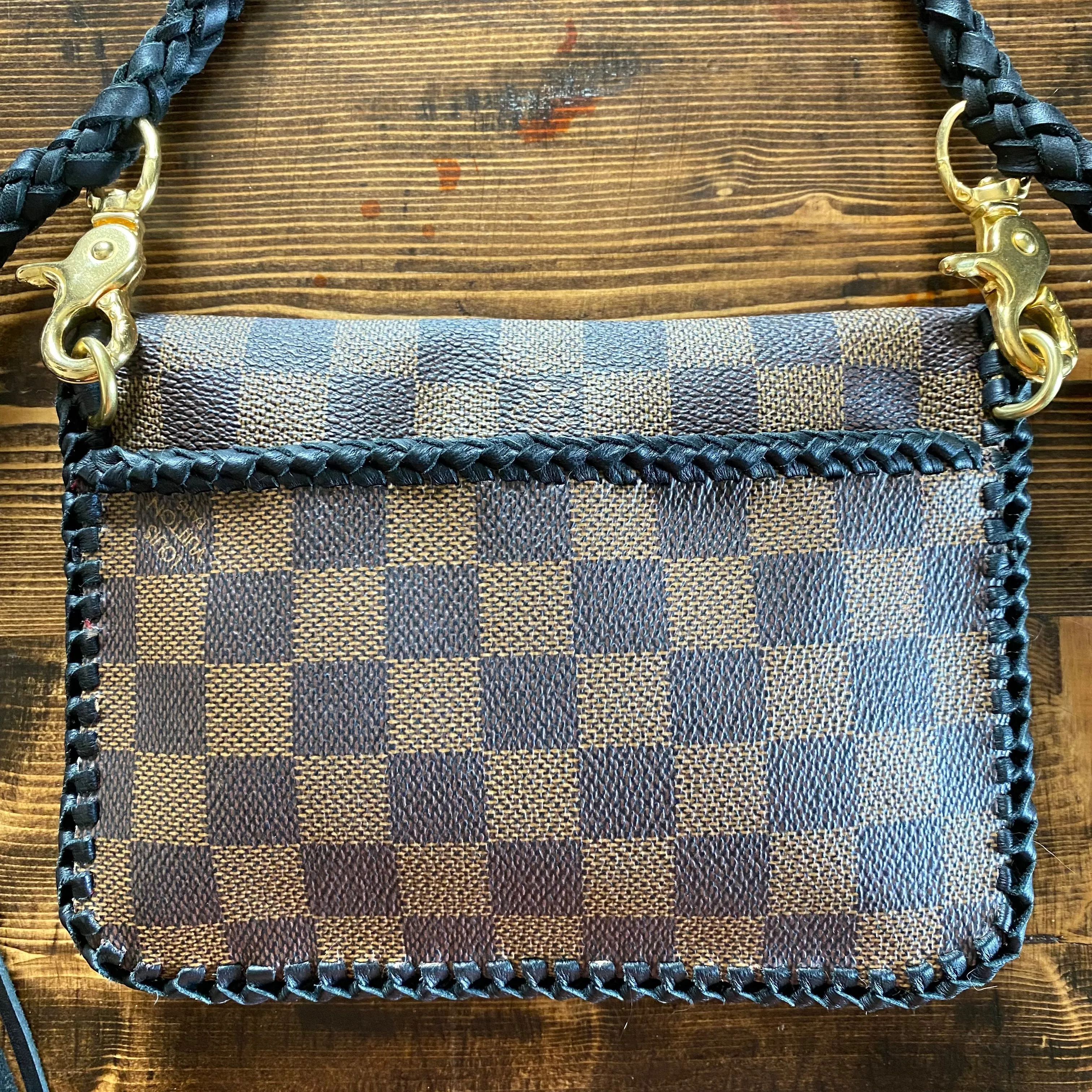 The Falcon with back pocket - Black Damier/Monogram Mix Wristlet/Crossbody/Clutch