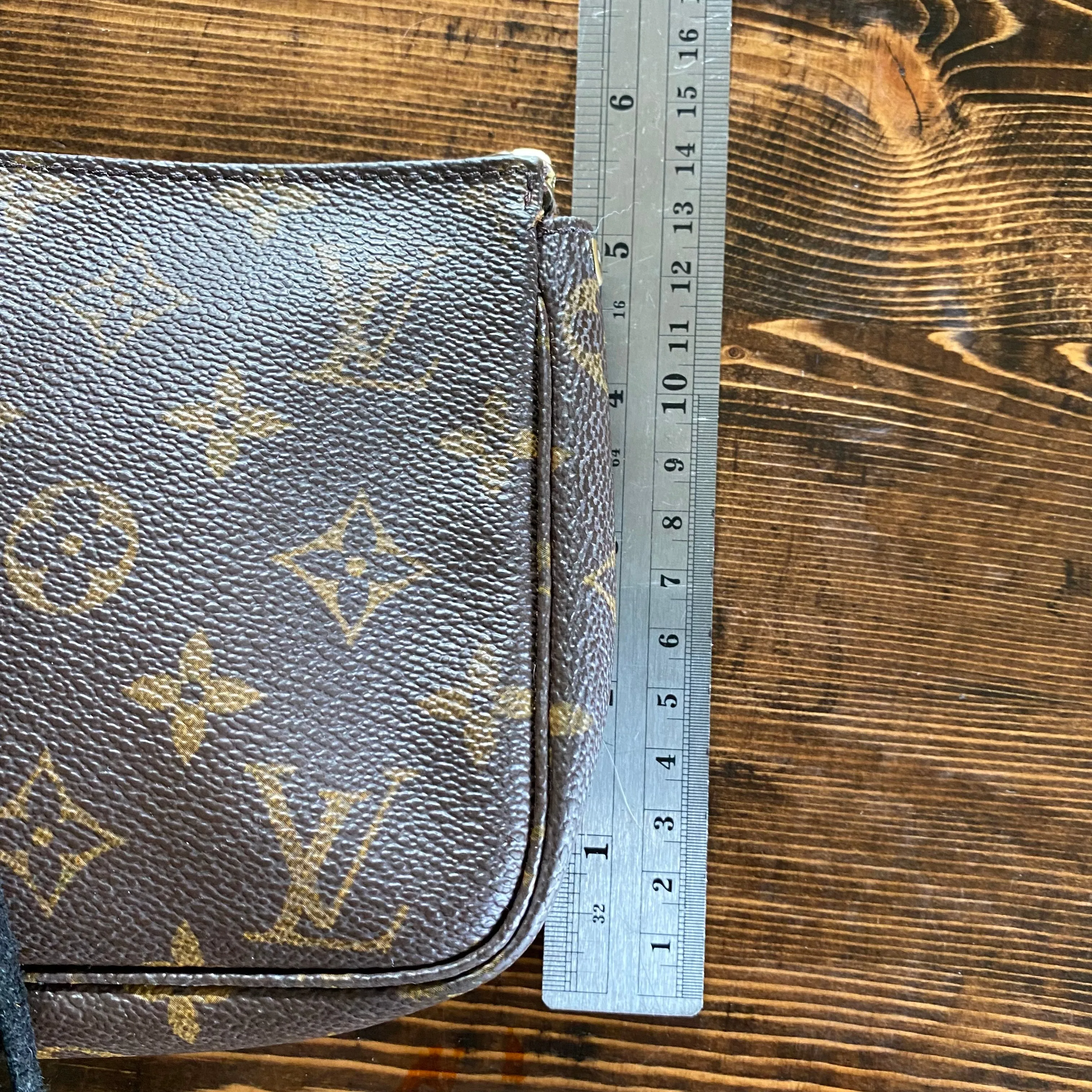 The Junco - Black Fringe Vintage Monogram Wristlet Bag