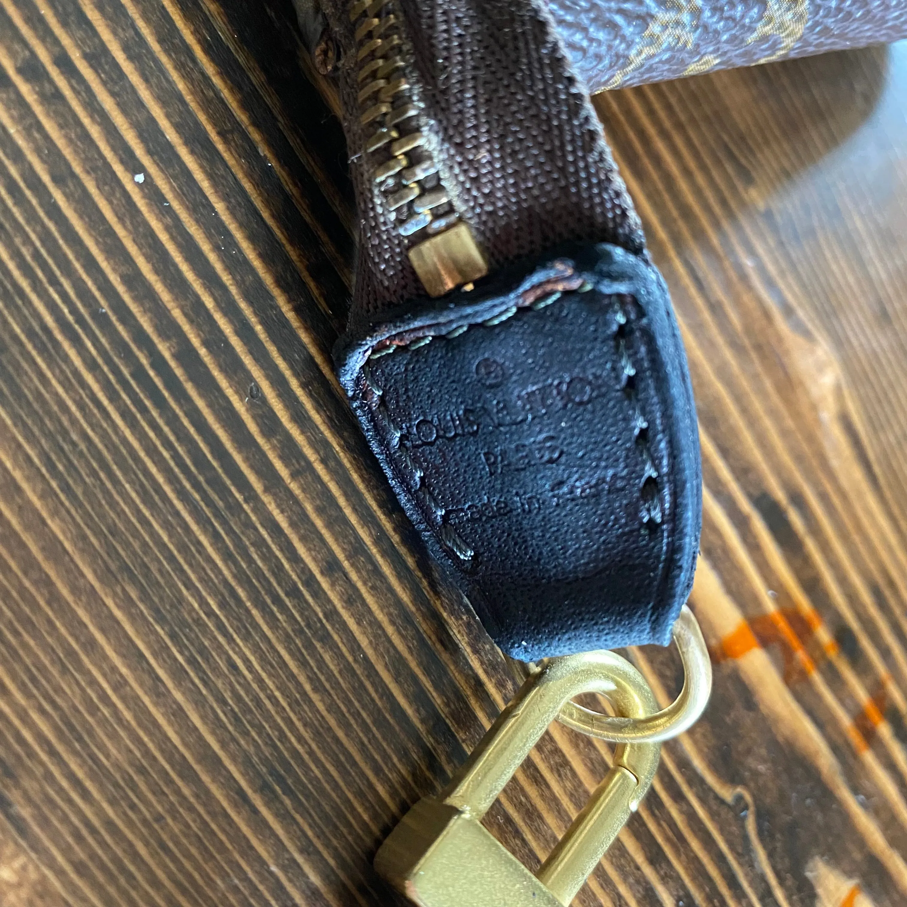 The Junco - Black Fringe Vintage Monogram Wristlet Bag