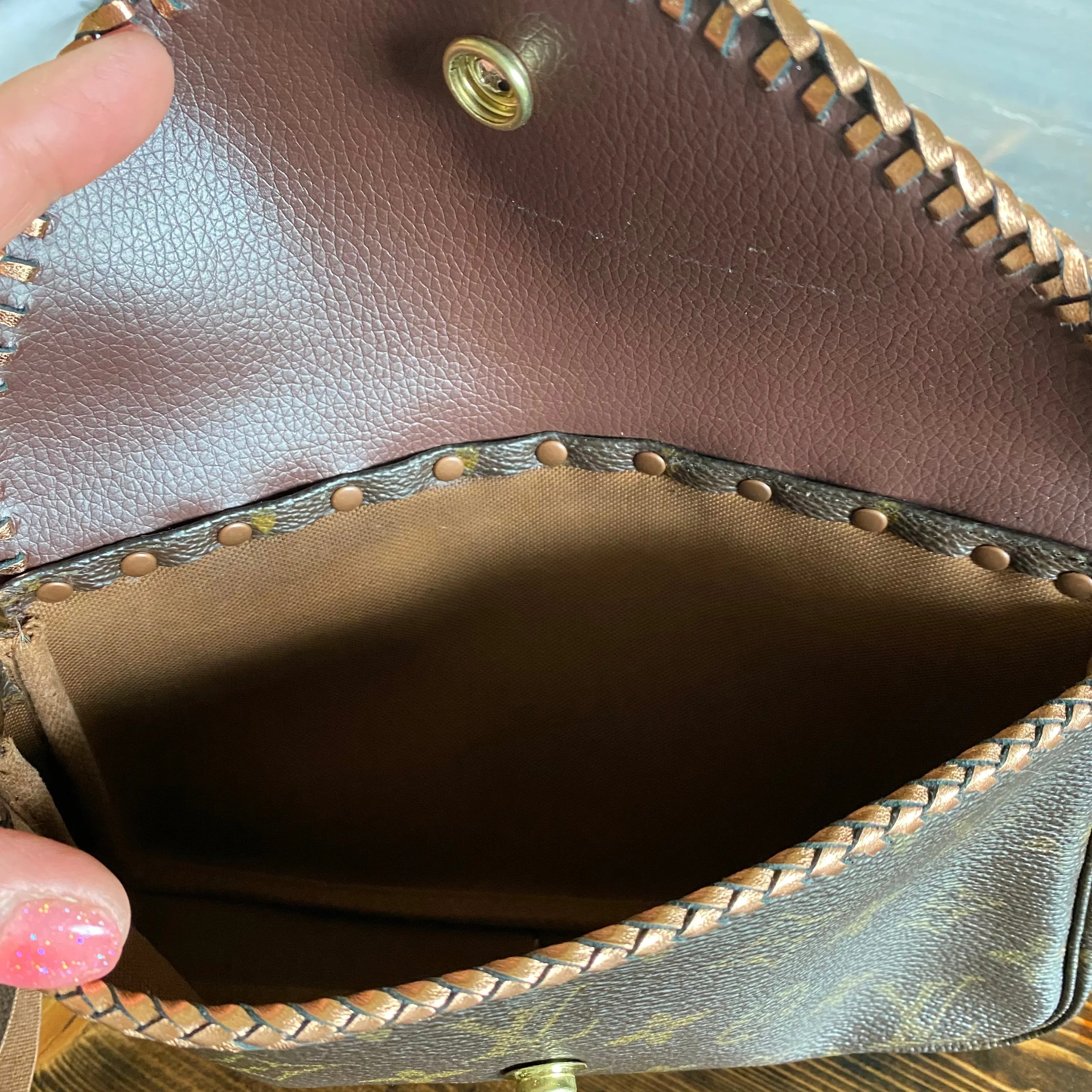 The Junco - Rose Gold Vintage Monogram Wristlet Bag