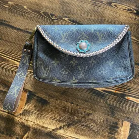 The Junco - Rose Gold Vintage Monogram Wristlet Bag