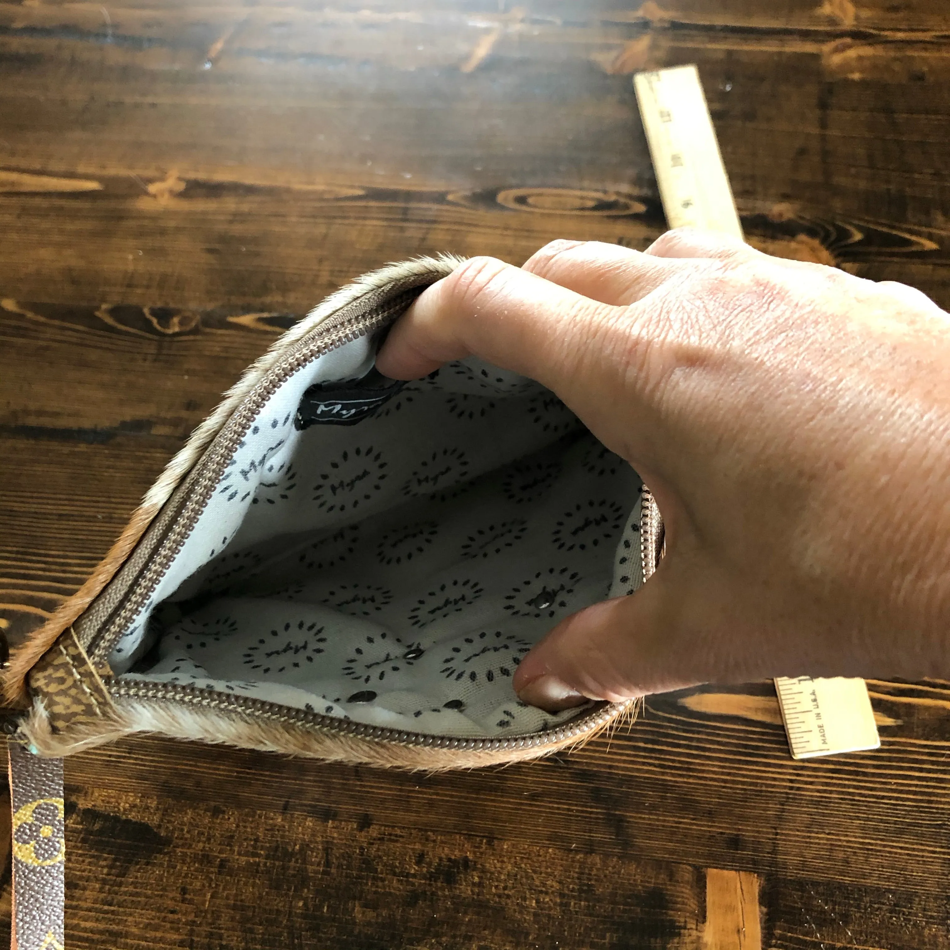 The Mockingbird - Hair on Hide Wristlet Bag - Blue Turquoise