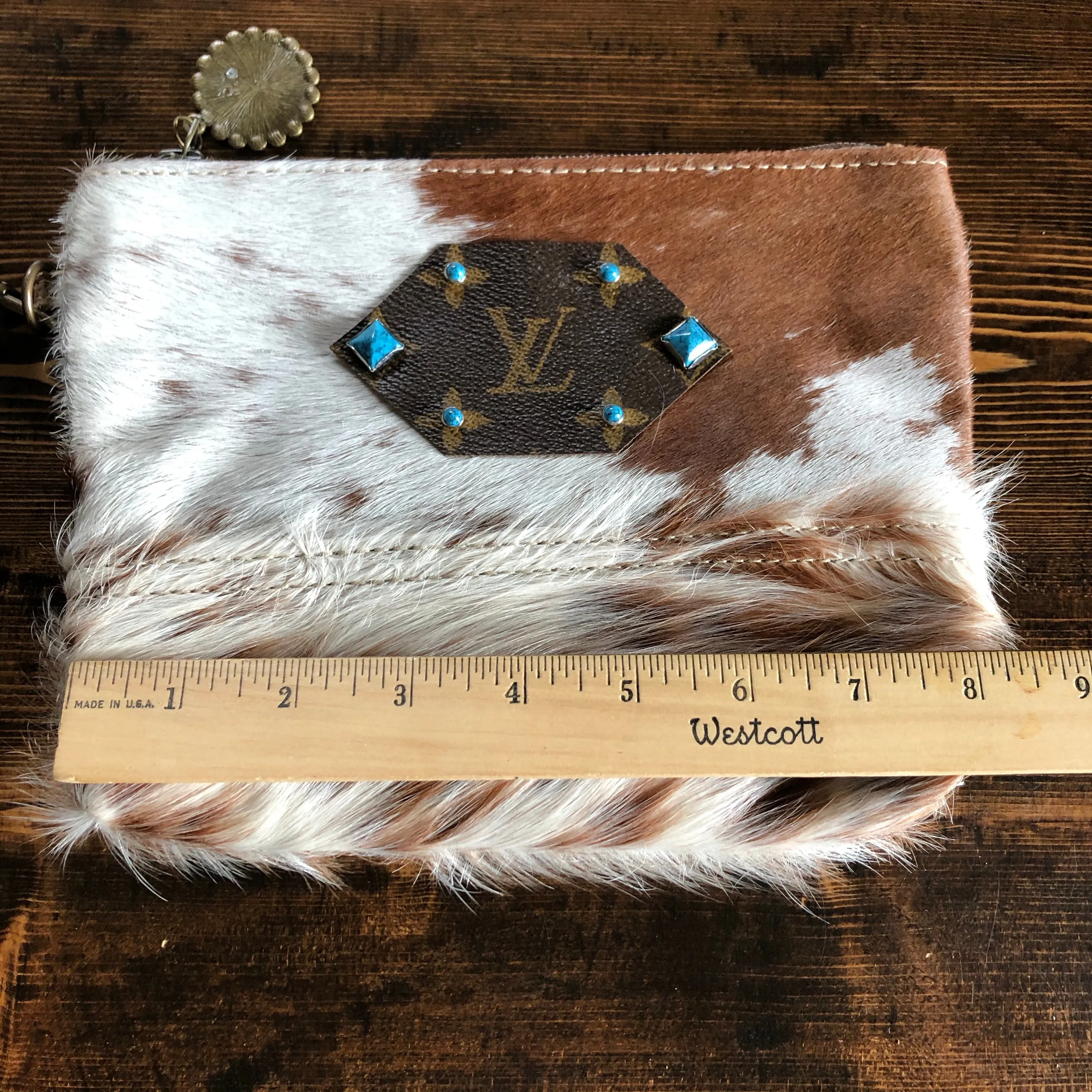 The Mockingbird - Hair on Hide Wristlet Bag - Blue Turquoise