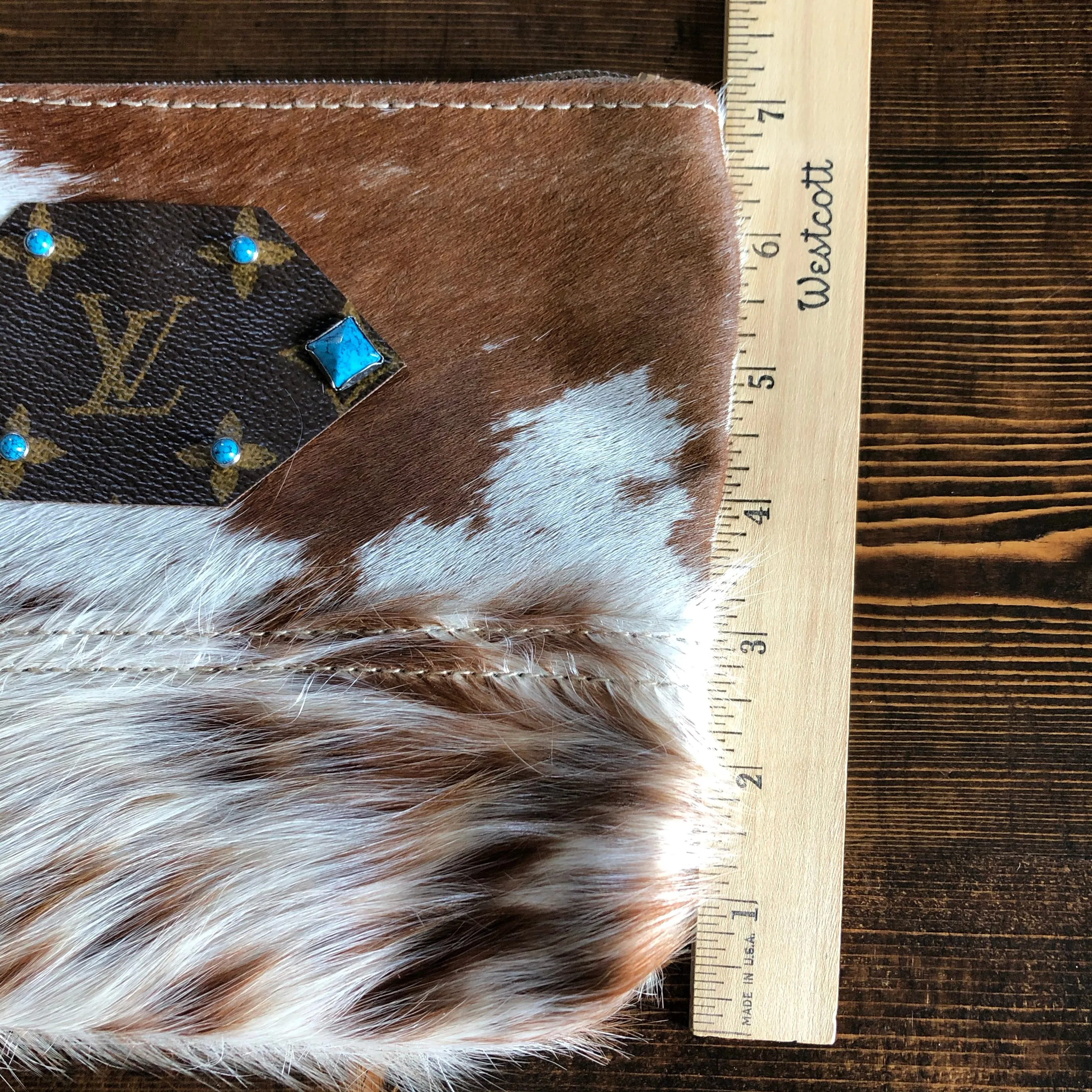The Mockingbird - Hair on Hide Wristlet Bag - Blue Turquoise