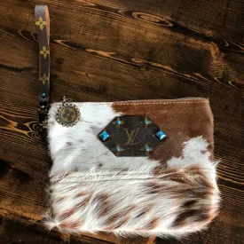 The Mockingbird - Hair on Hide Wristlet Bag - Blue Turquoise
