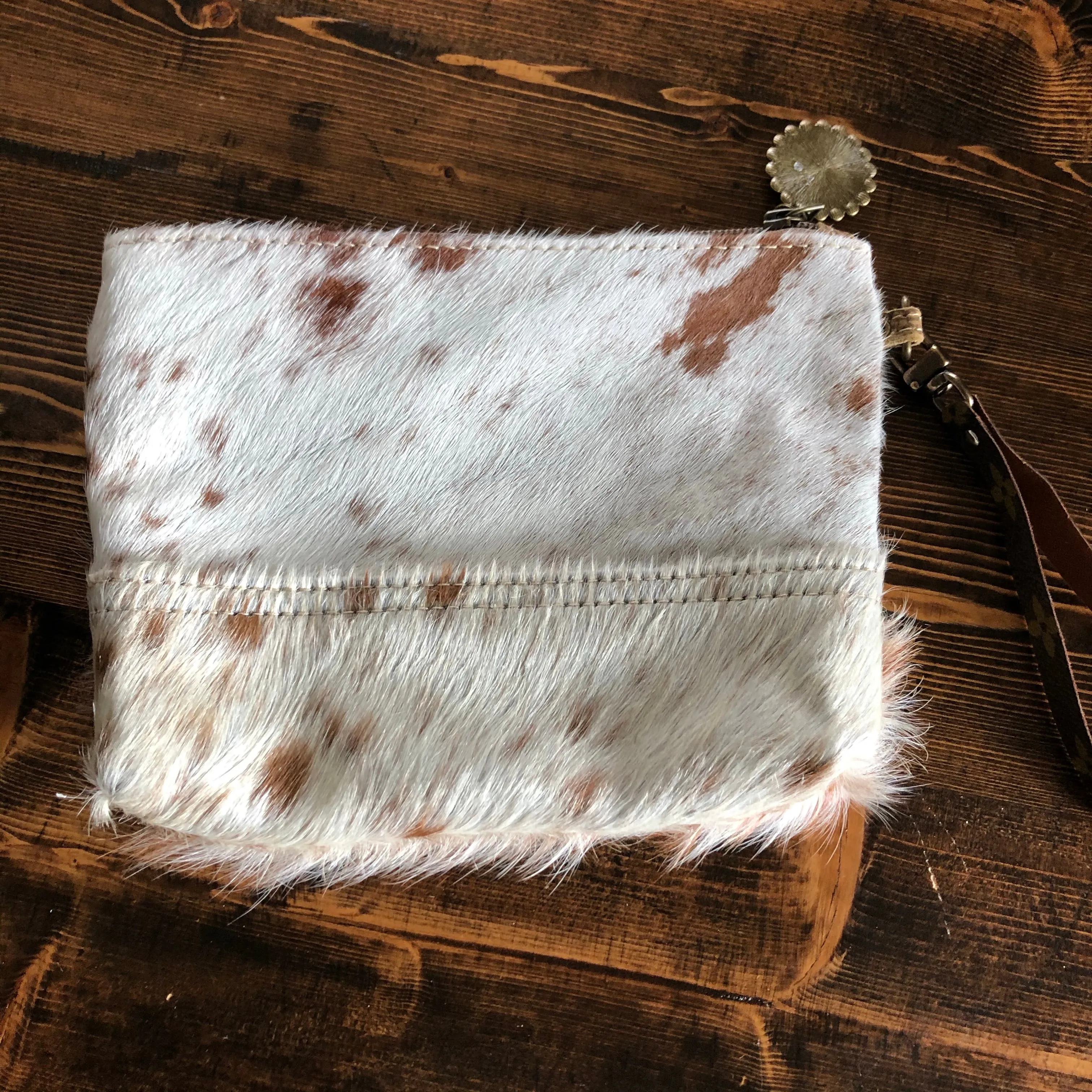 The Mockingbird - Hair on Hide Wristlet Bag - Blue Turquoise