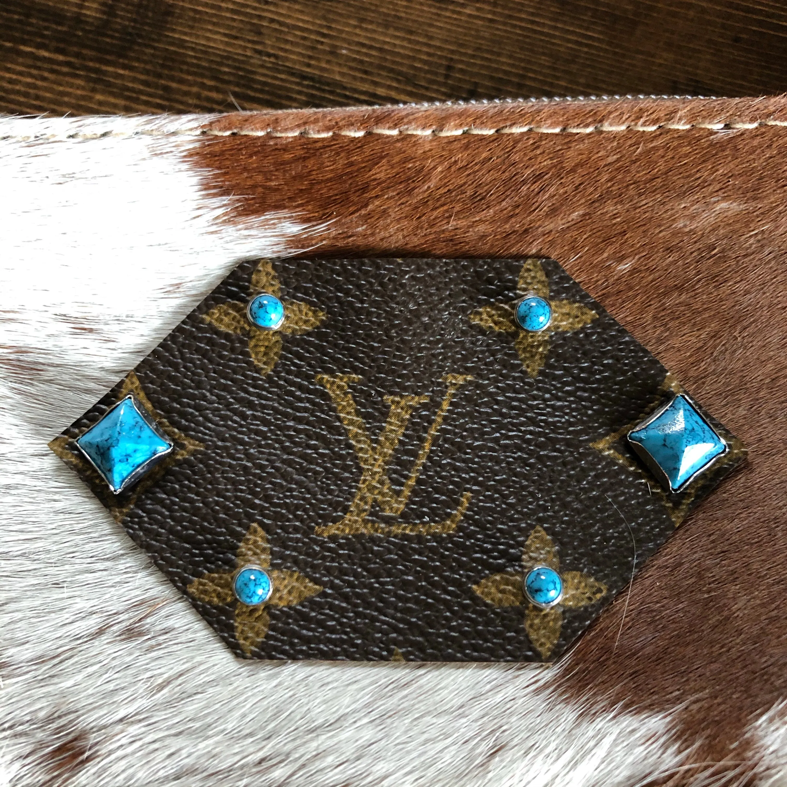 The Mockingbird - Hair on Hide Wristlet Bag - Blue Turquoise