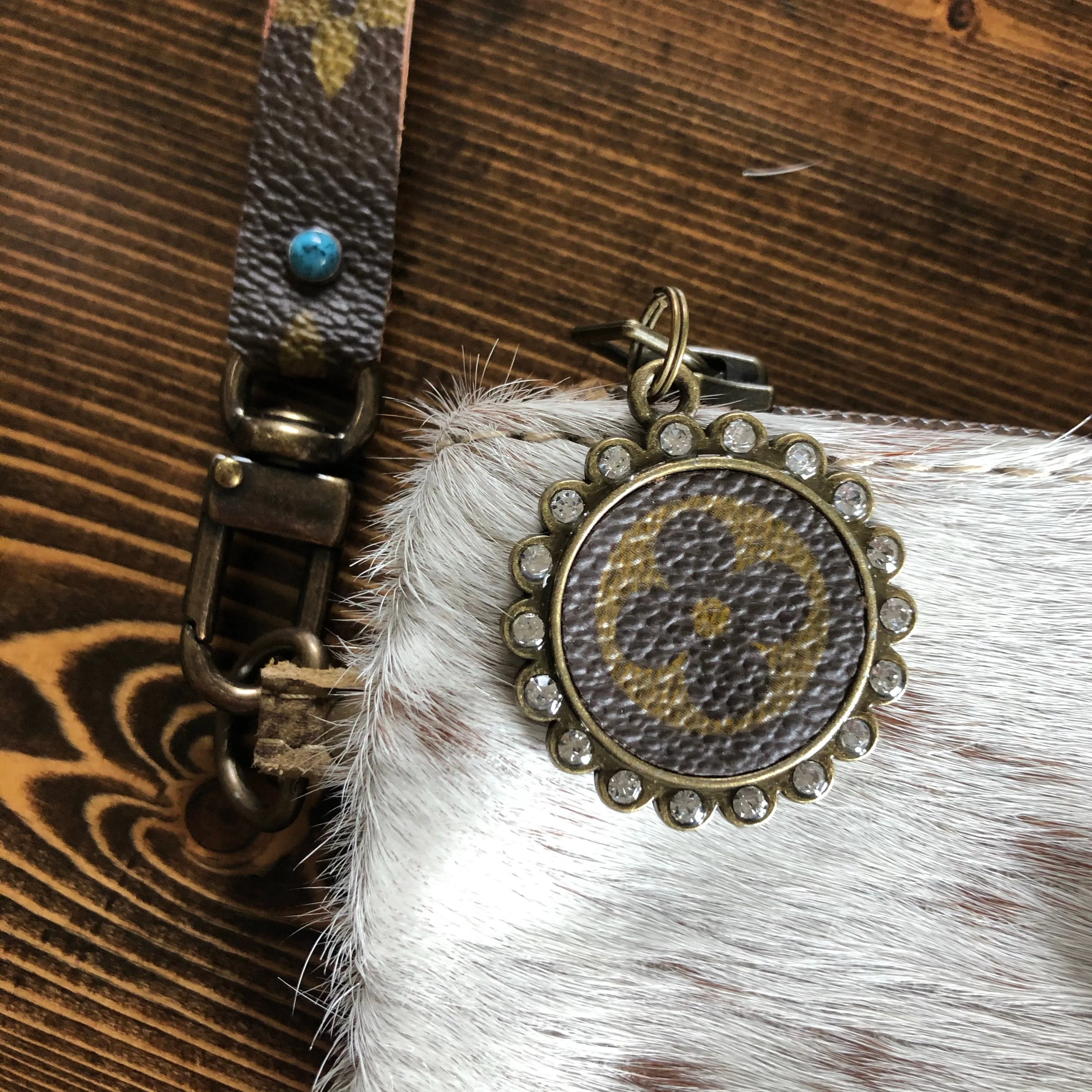 The Mockingbird - Hair on Hide Wristlet Bag - Blue Turquoise