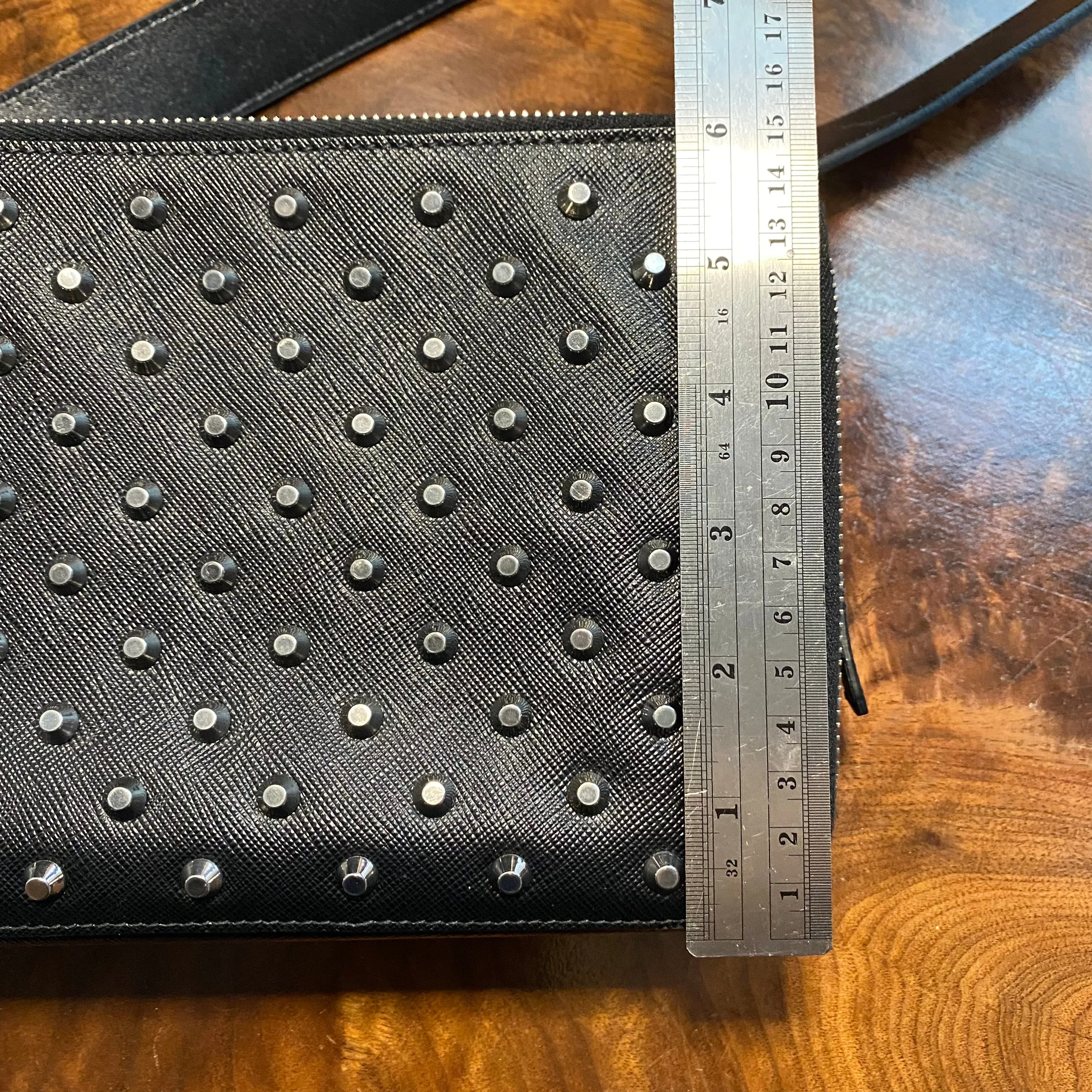 The Swan - Vintage Prada Organizer with Studs Crossbody/Wristlet