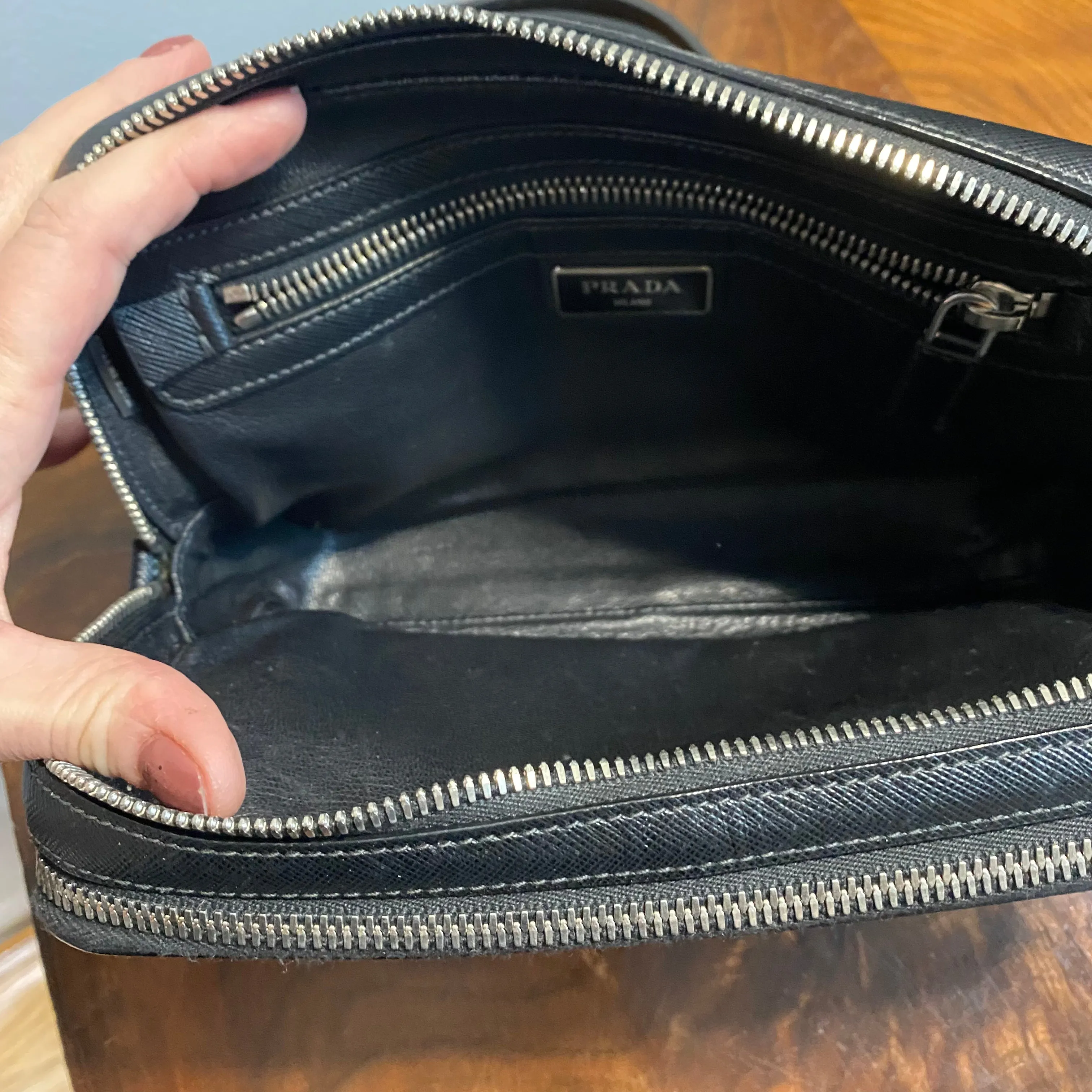 The Swan - Vintage Prada Organizer with Studs Crossbody/Wristlet