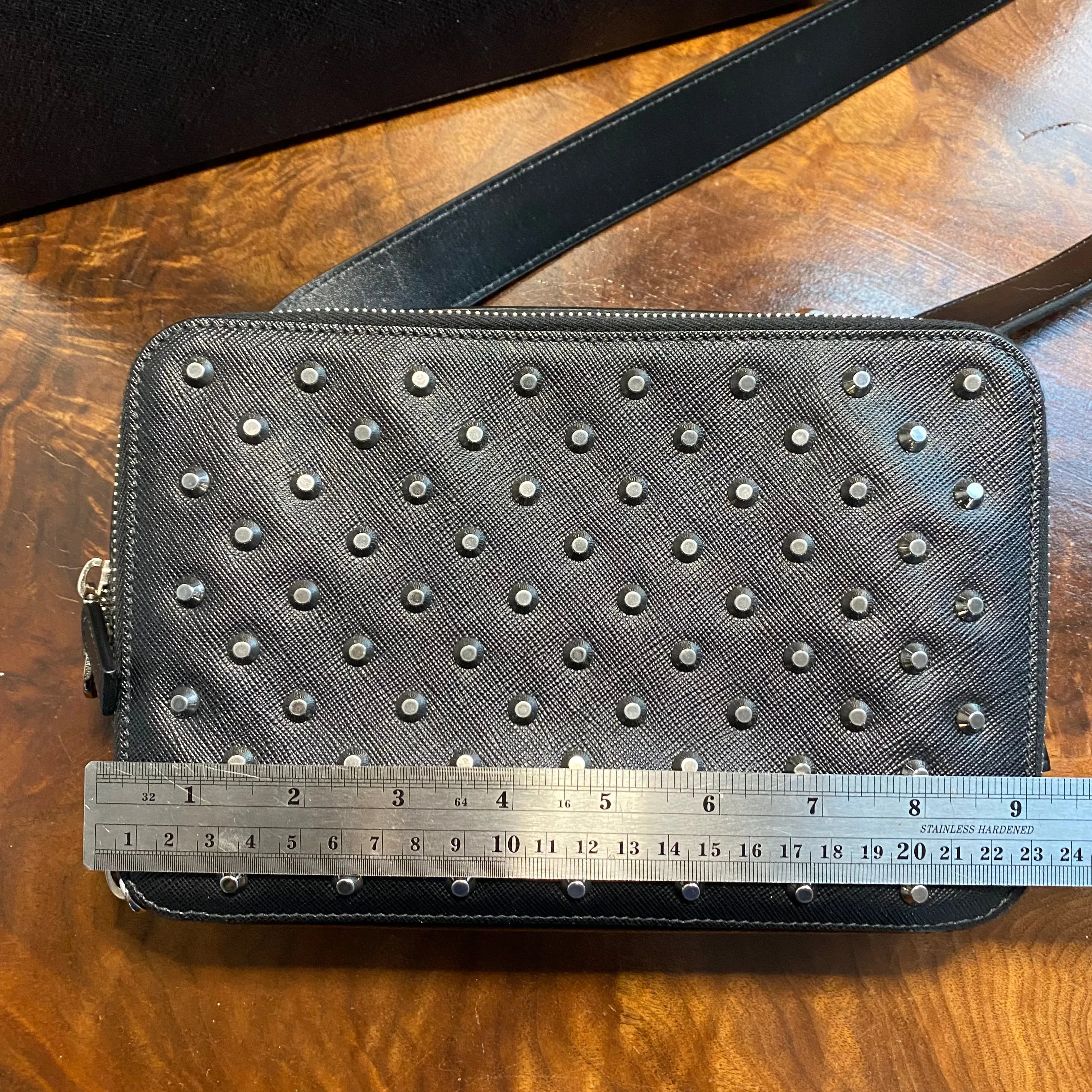 The Swan - Vintage Prada Organizer with Studs Crossbody/Wristlet
