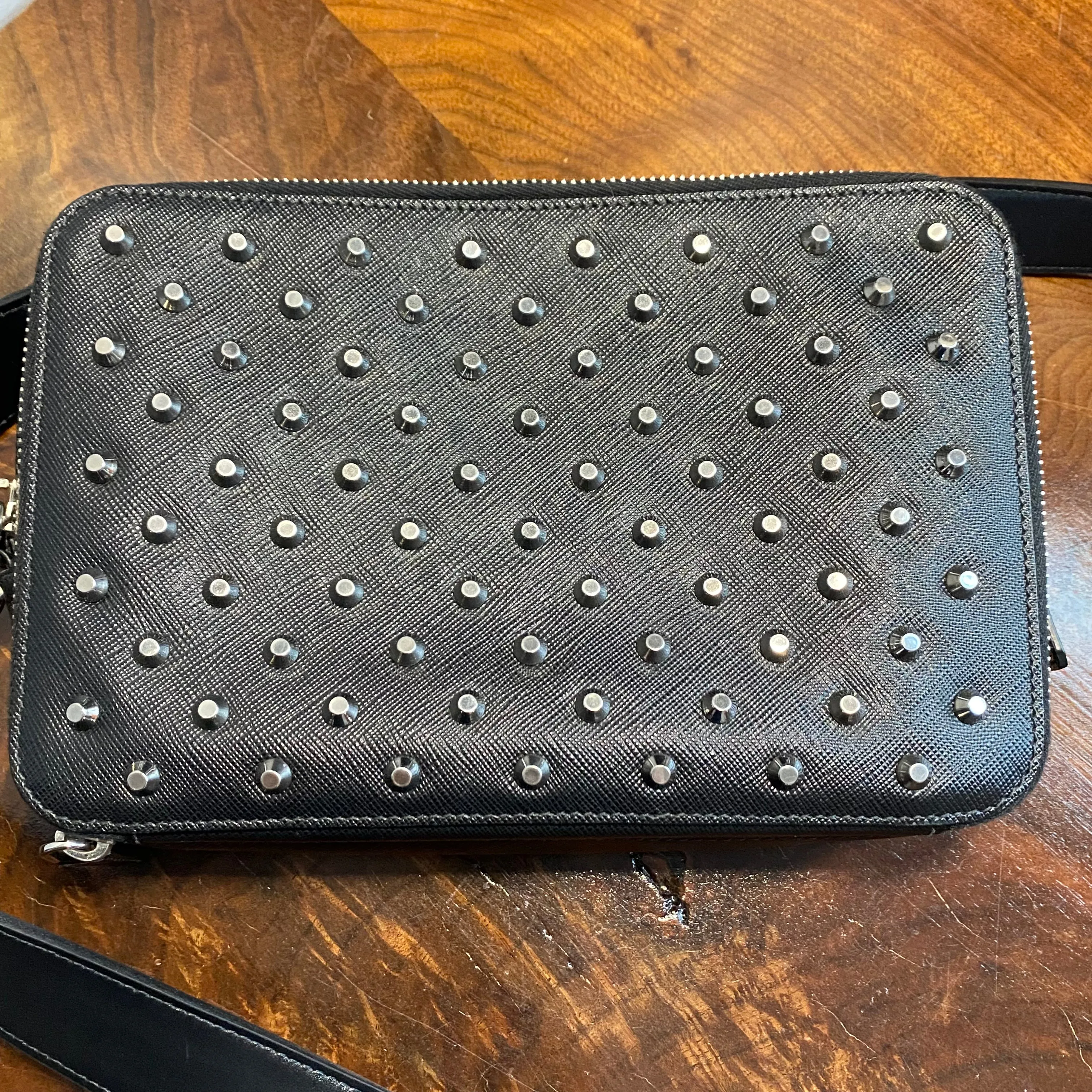 The Swan - Vintage Prada Organizer with Studs Crossbody/Wristlet