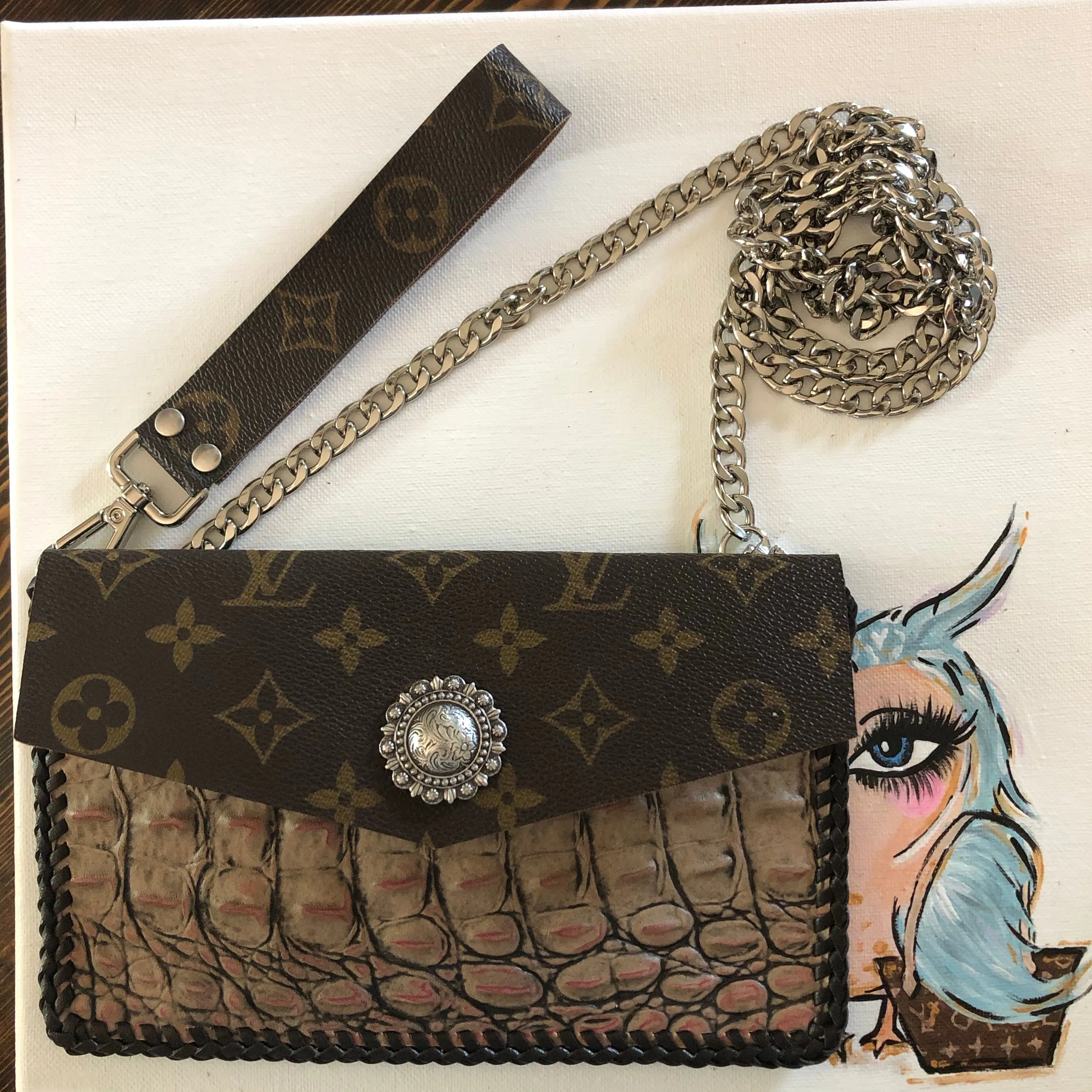 The Wren - Blush Vintage Wristlet/Crossbody/Clutch Bag