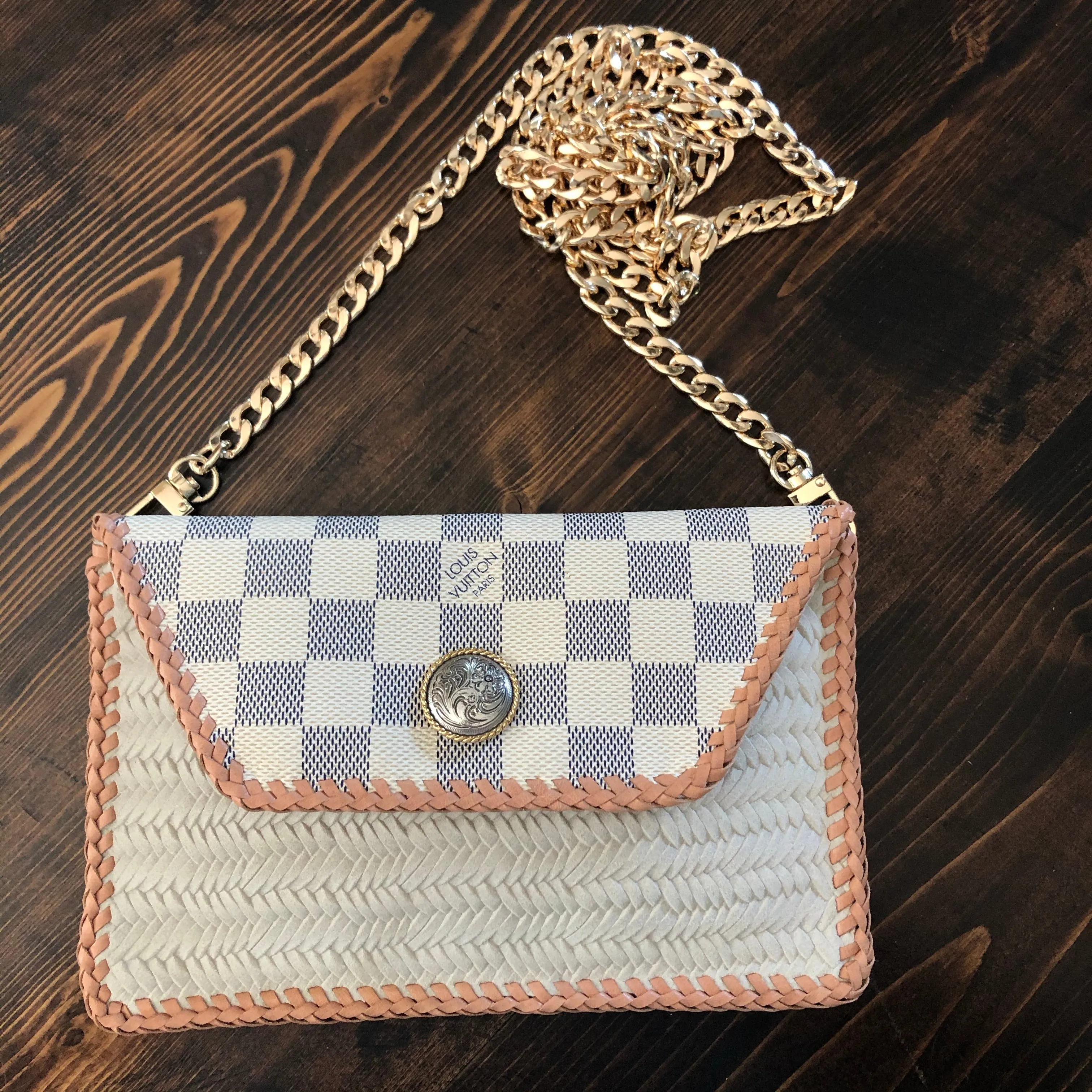 The Wren - Damier and Cream Vintage Wristlet/Crossbody/Clutch