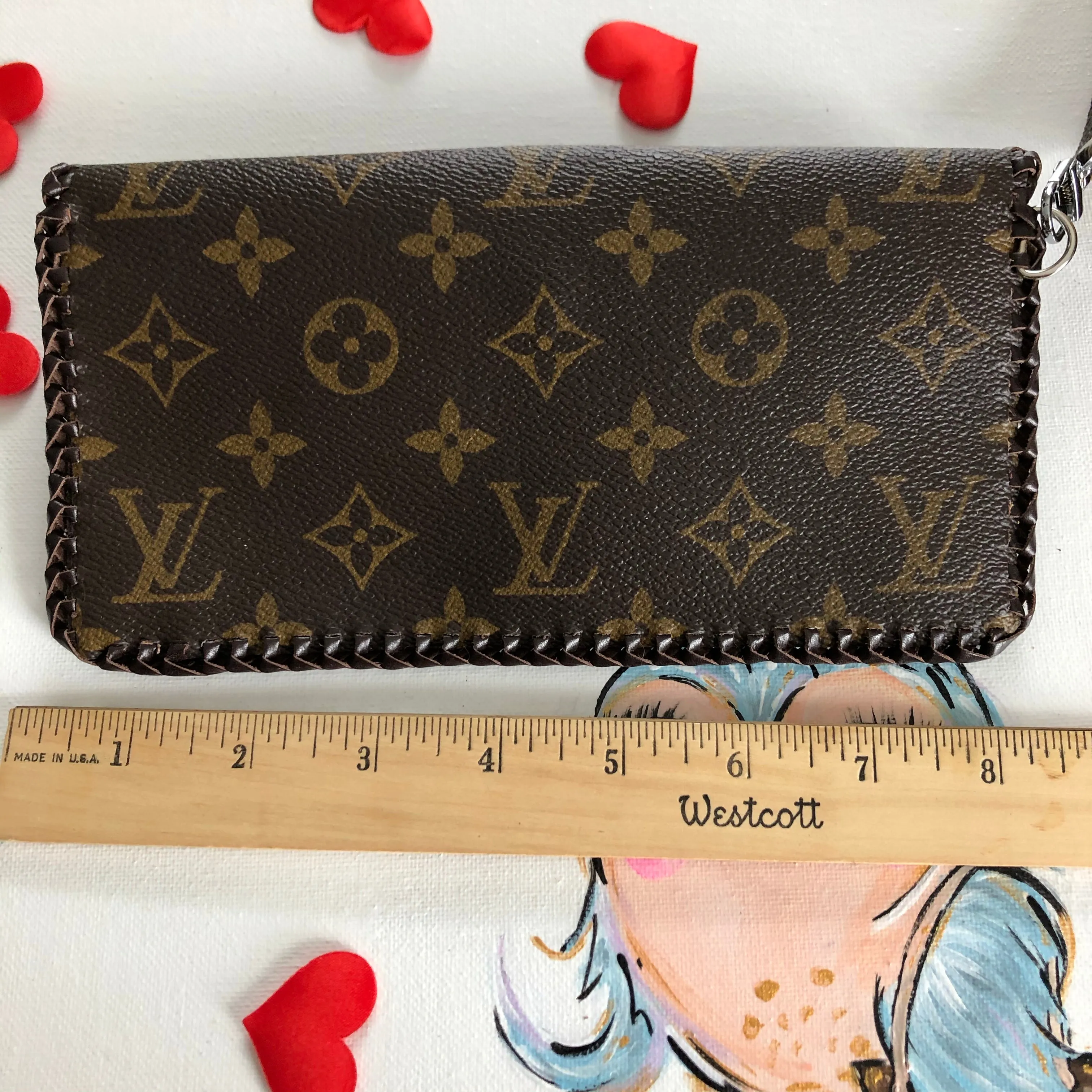 The Wren Wallet - Monogram & Turquoise Wristlet/Clutch Bag