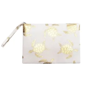 Turtle Wristlet Pouch - White/Gold