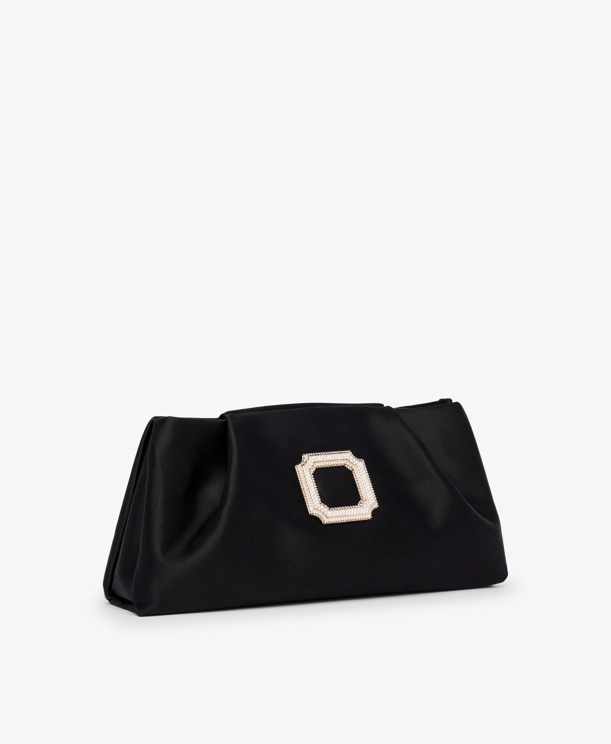 Vittoria Black Satin Clutch Bag