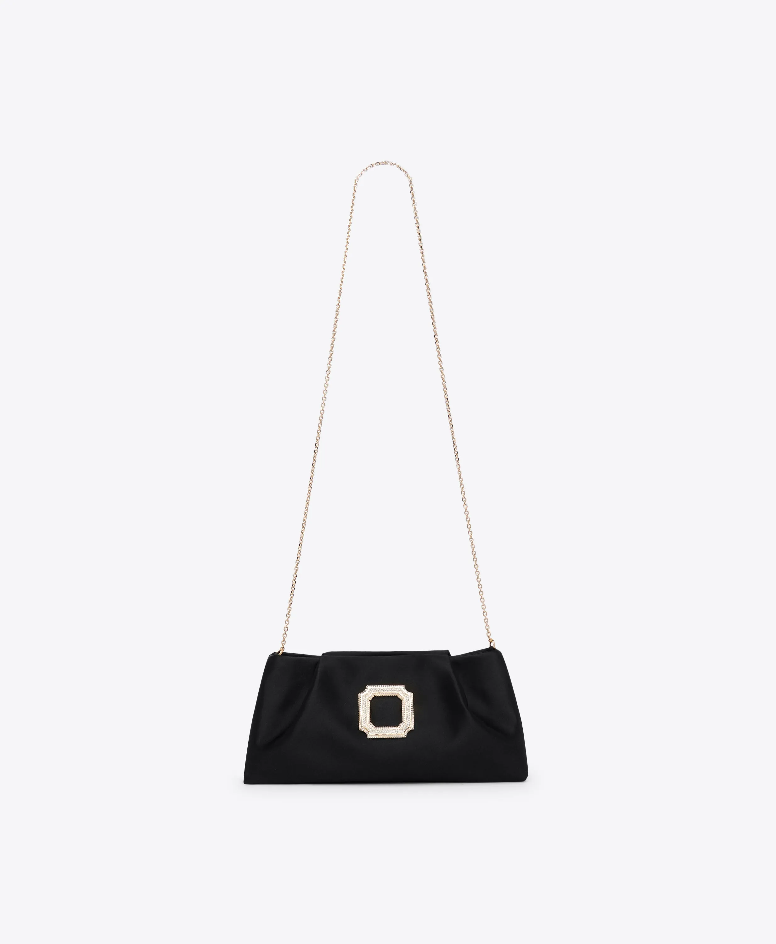 Vittoria Black Satin Clutch Bag