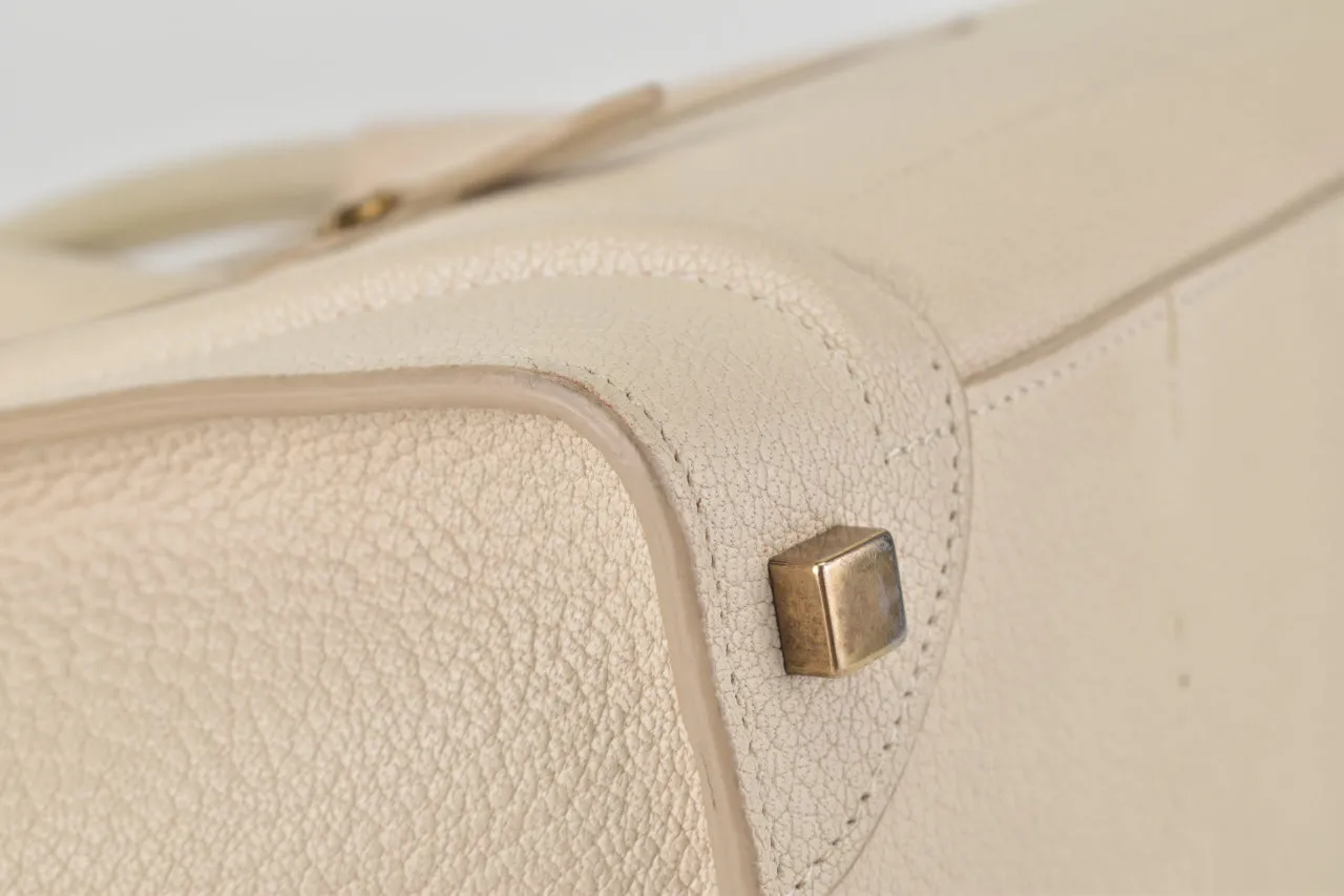 White Goatskin Micro Luggage Tote Bag