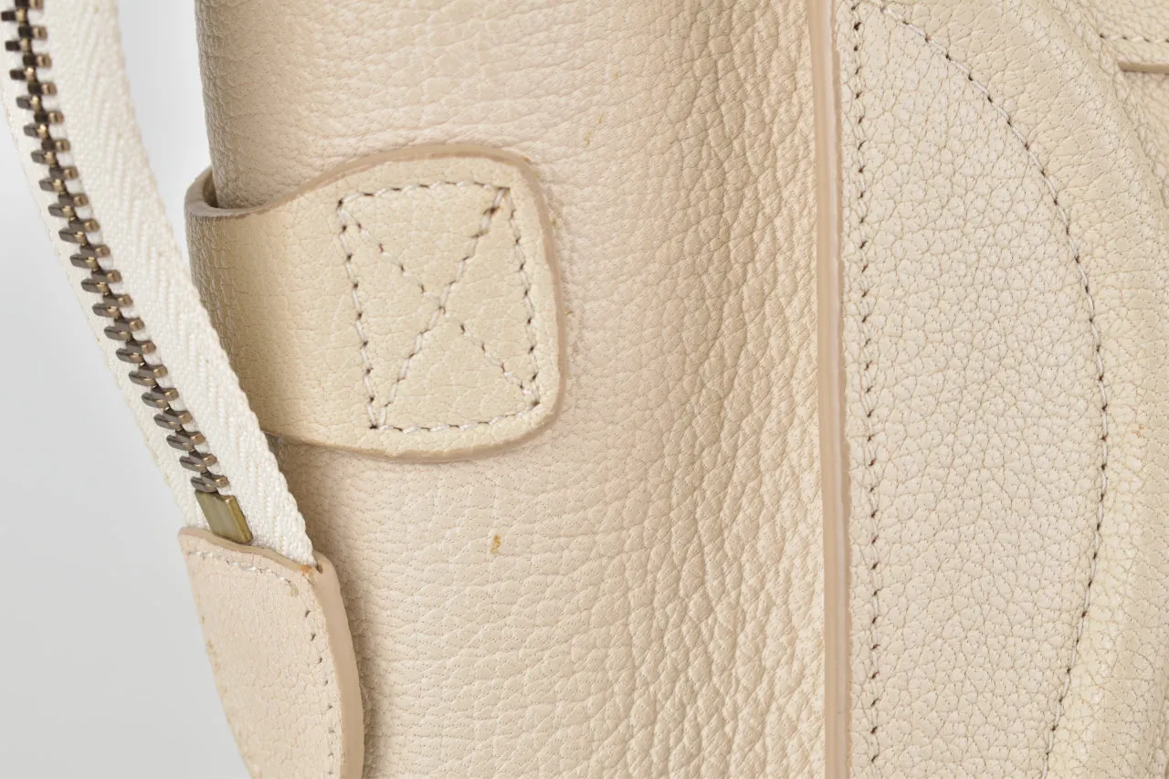 White Goatskin Micro Luggage Tote Bag