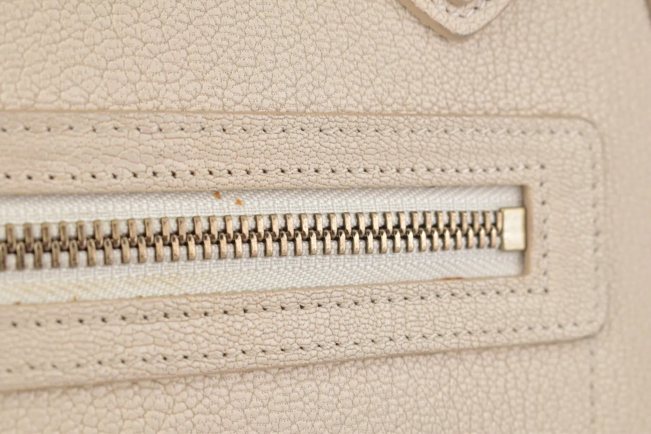 White Goatskin Micro Luggage Tote Bag