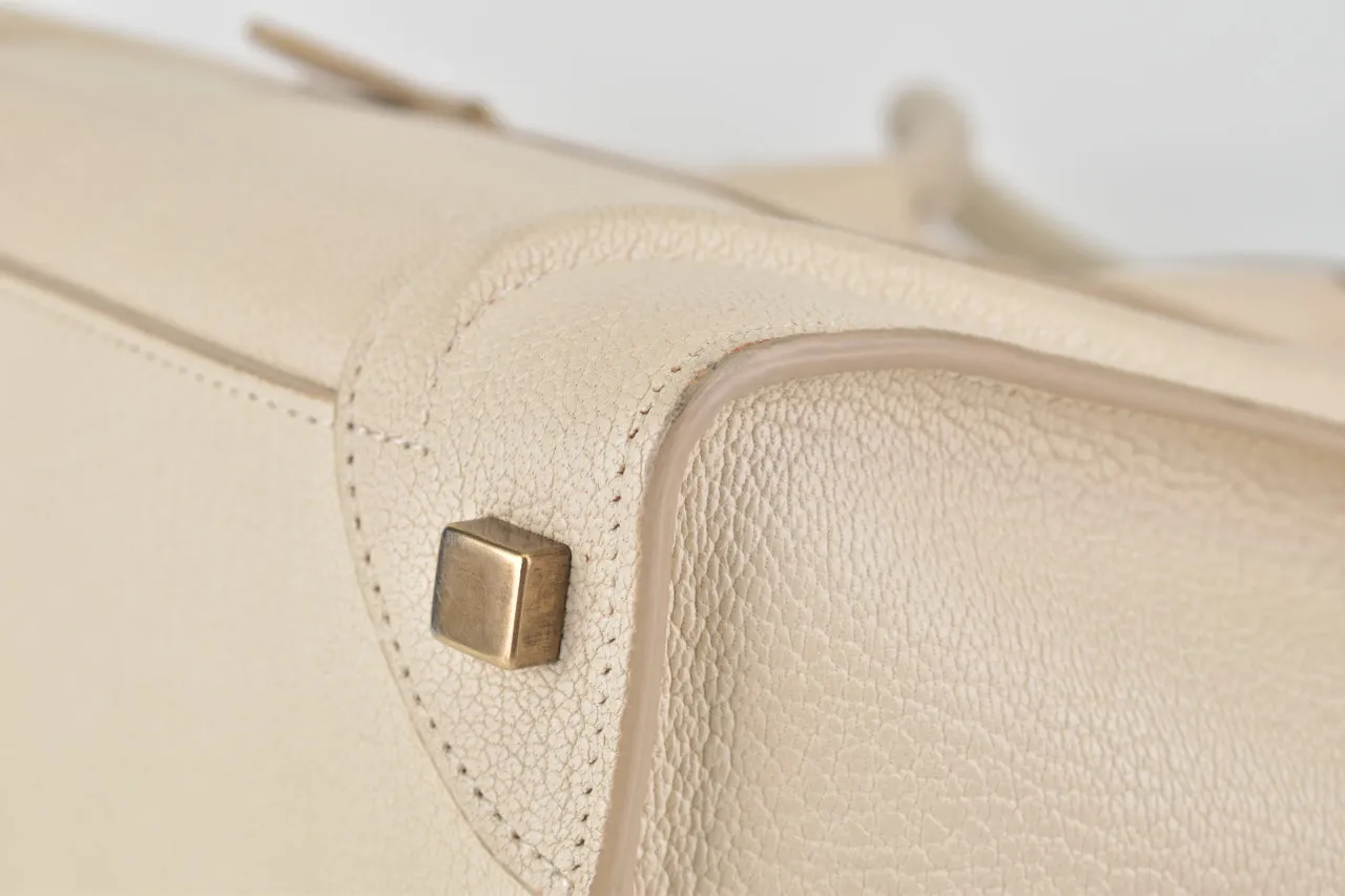 White Goatskin Micro Luggage Tote Bag