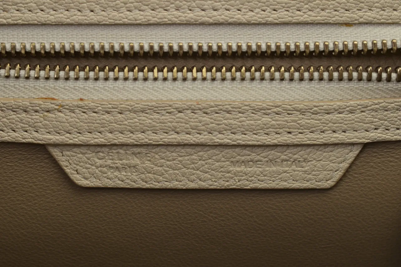 White Goatskin Micro Luggage Tote Bag