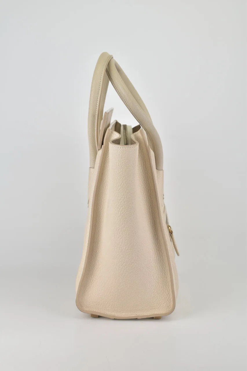 White Goatskin Micro Luggage Tote Bag