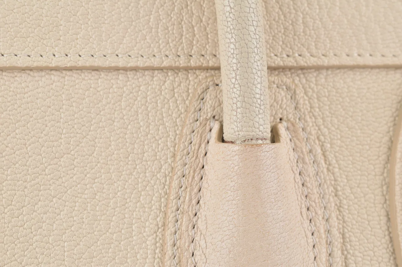 White Goatskin Micro Luggage Tote Bag