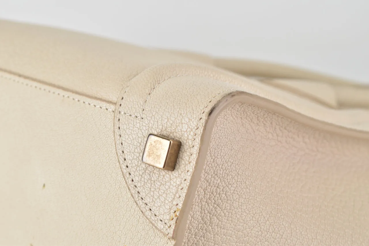 White Goatskin Micro Luggage Tote Bag