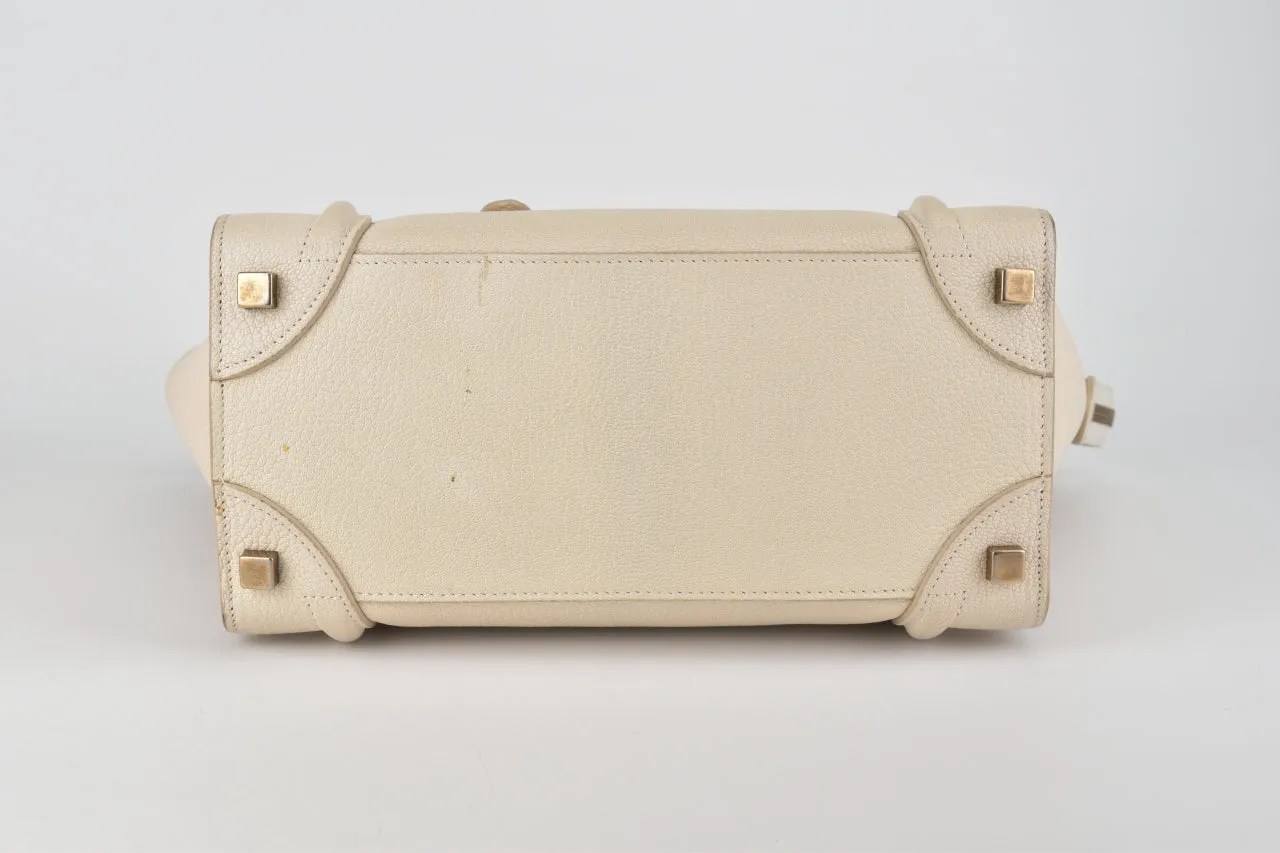 White Goatskin Micro Luggage Tote Bag