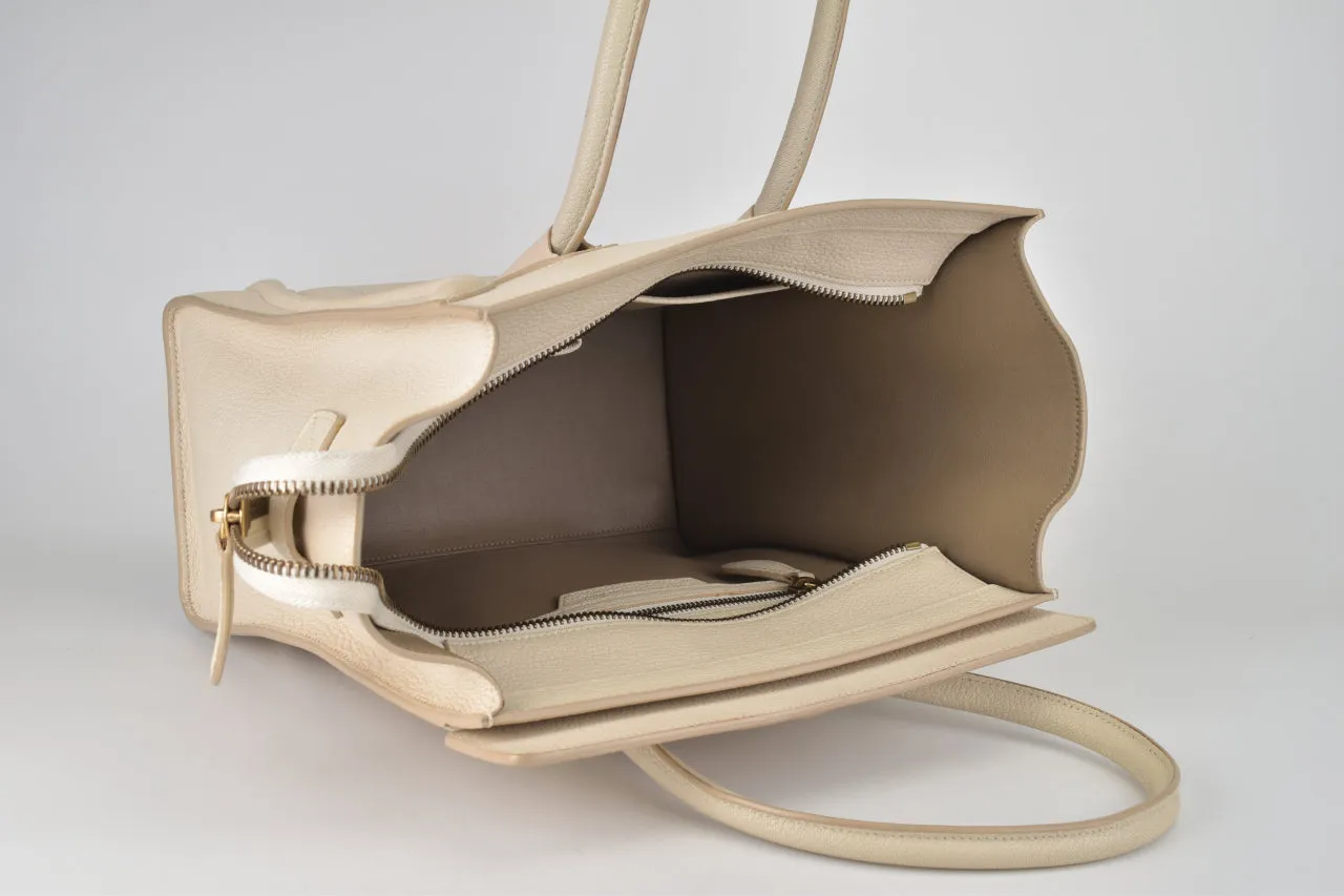 White Goatskin Micro Luggage Tote Bag