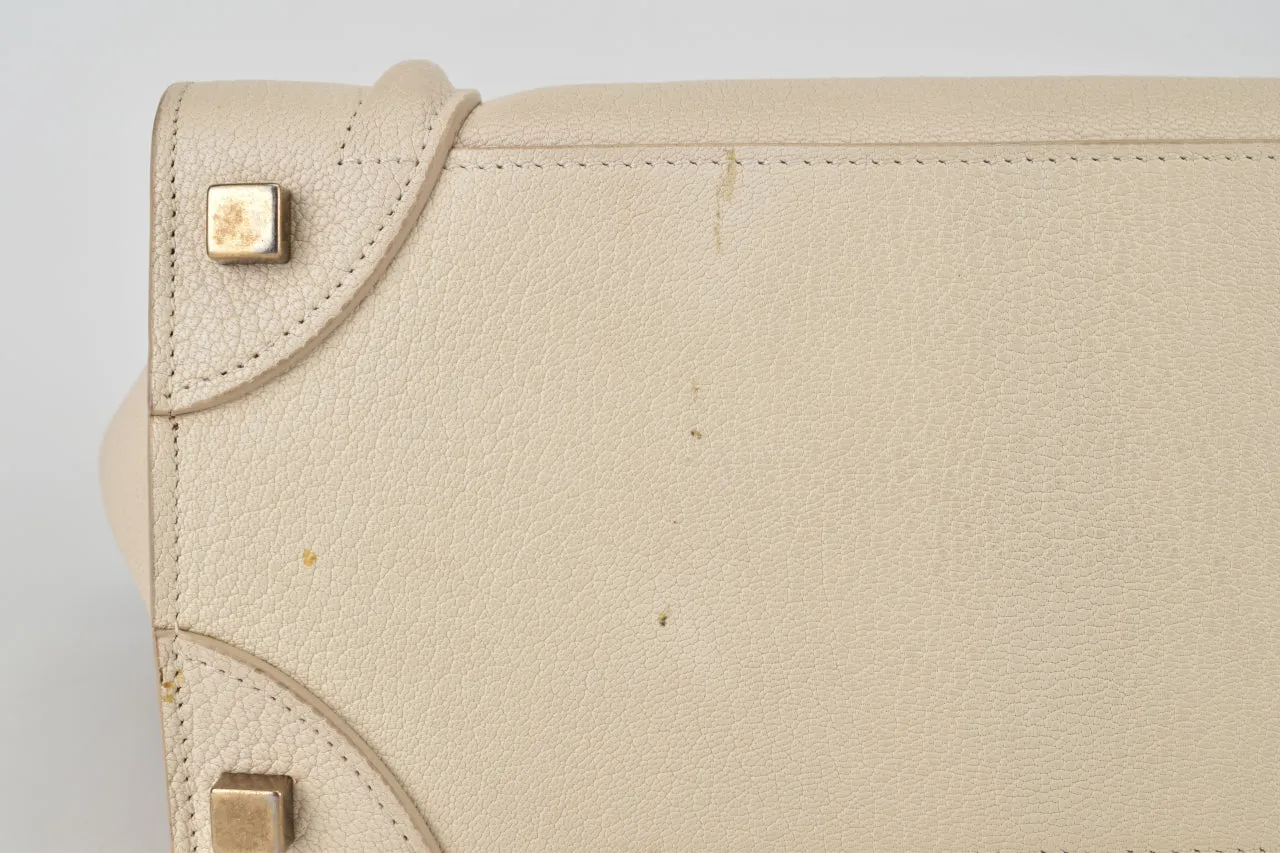 White Goatskin Micro Luggage Tote Bag