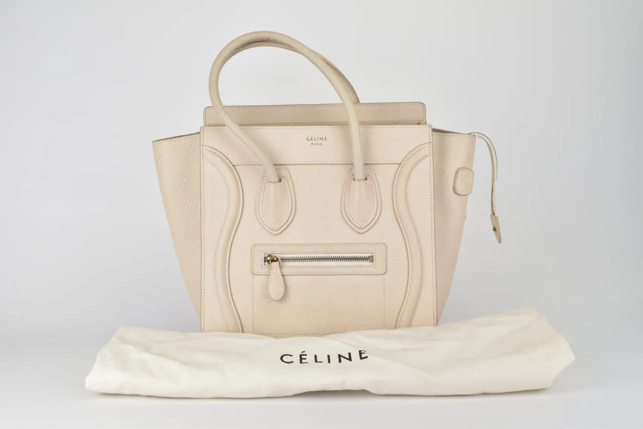 White Goatskin Micro Luggage Tote Bag