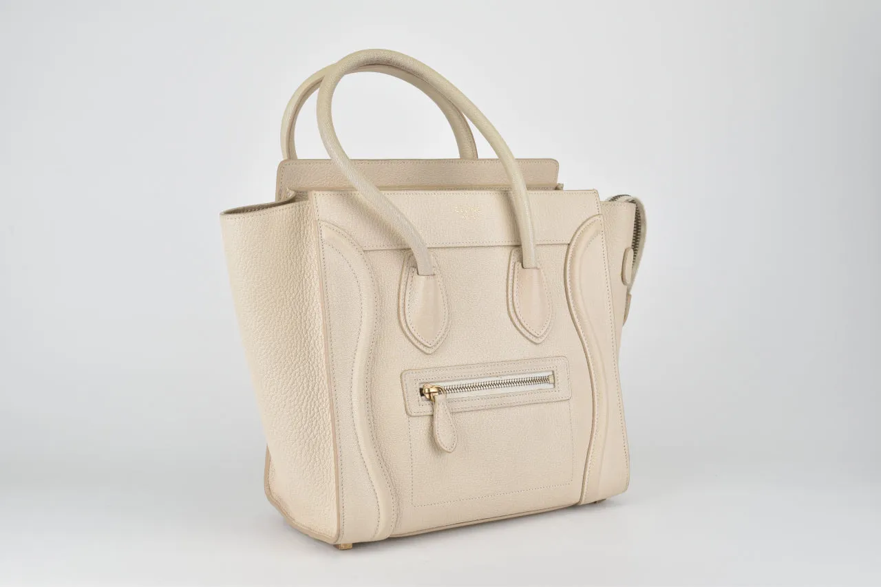 White Goatskin Micro Luggage Tote Bag
