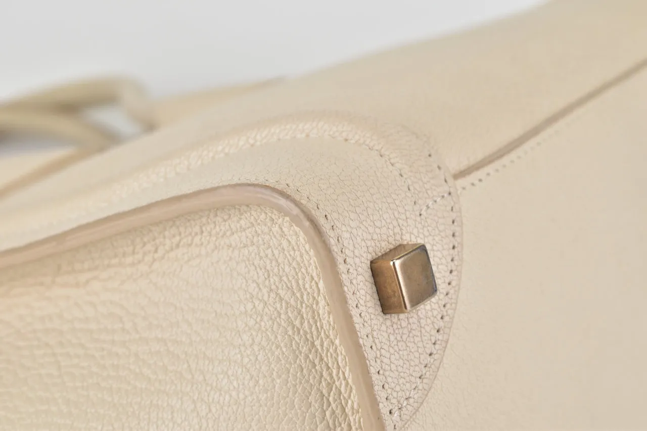 White Goatskin Micro Luggage Tote Bag