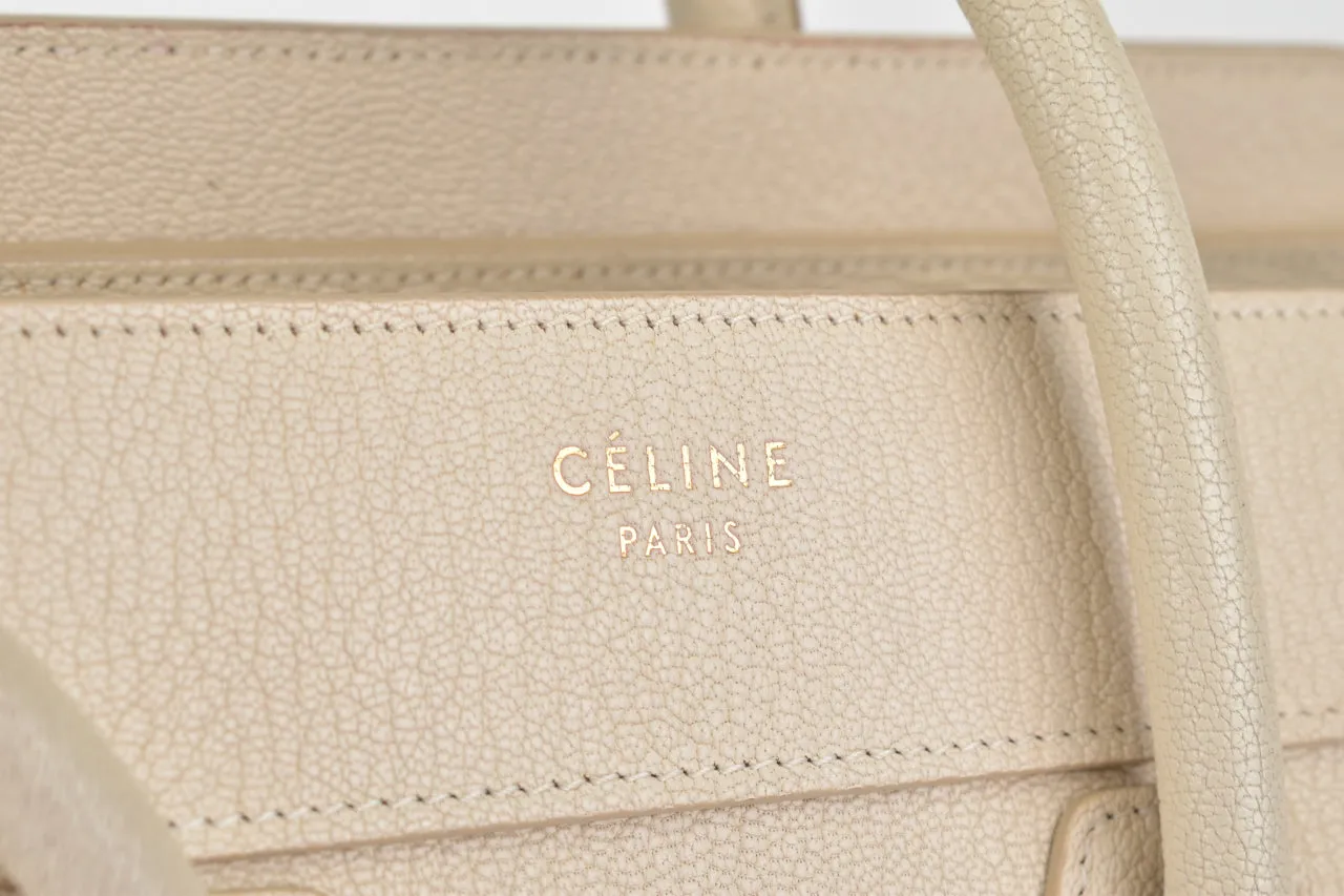 White Goatskin Micro Luggage Tote Bag