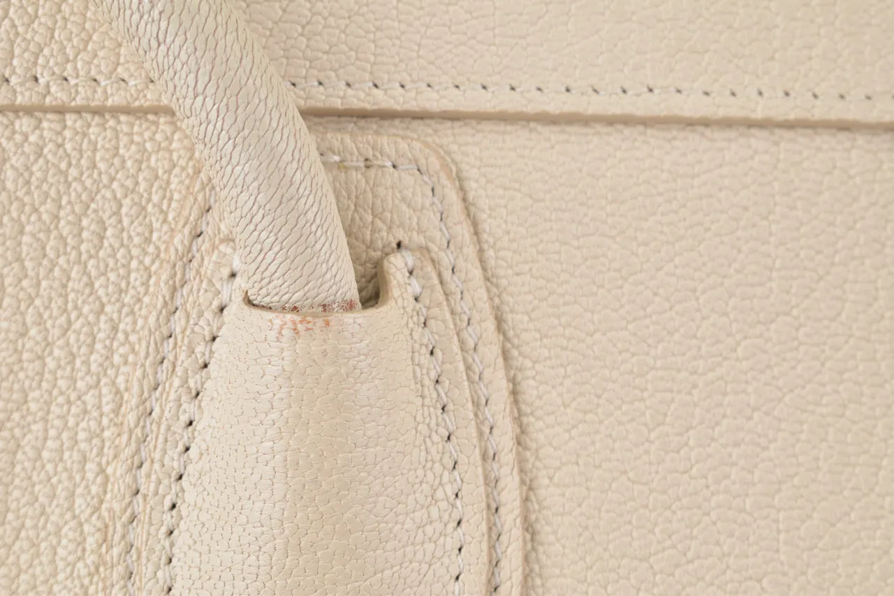 White Goatskin Micro Luggage Tote Bag