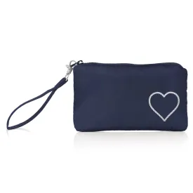 Zip Wristlet - Nautical Rope Heart in Matte Navy and White